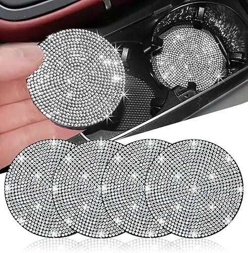 Miniatura 16 de NBTEPEM 2 posavasos de auto con diamantes de imitación, 2.75 pulgadas, antideslizantes, a prueba de golpes, universal, a la moda, para auto, con