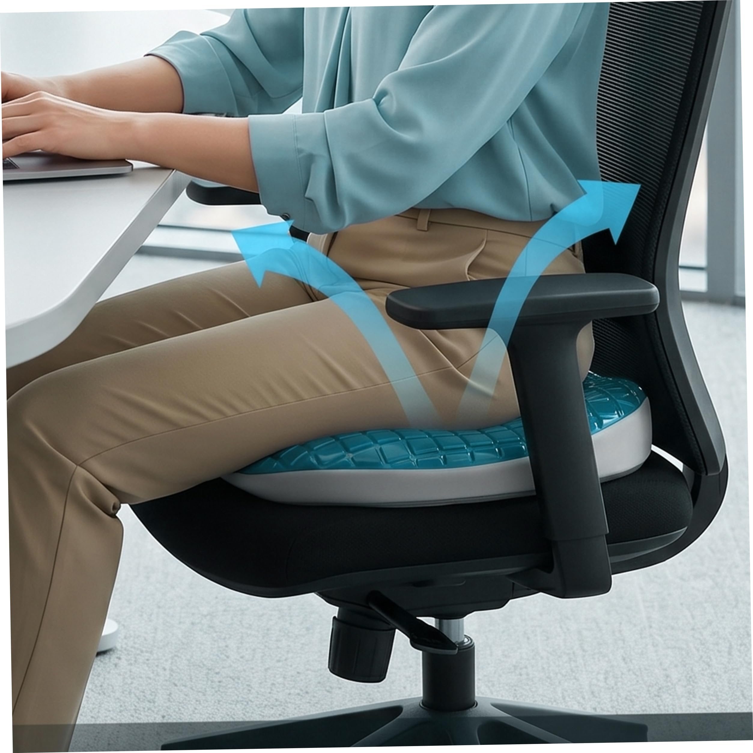 Cuscino a ciambella per sedere, cuscino a ciambella in memory foam gel con dal design cavo per piaghe da decubito sollievo dal coccige blu navy casa