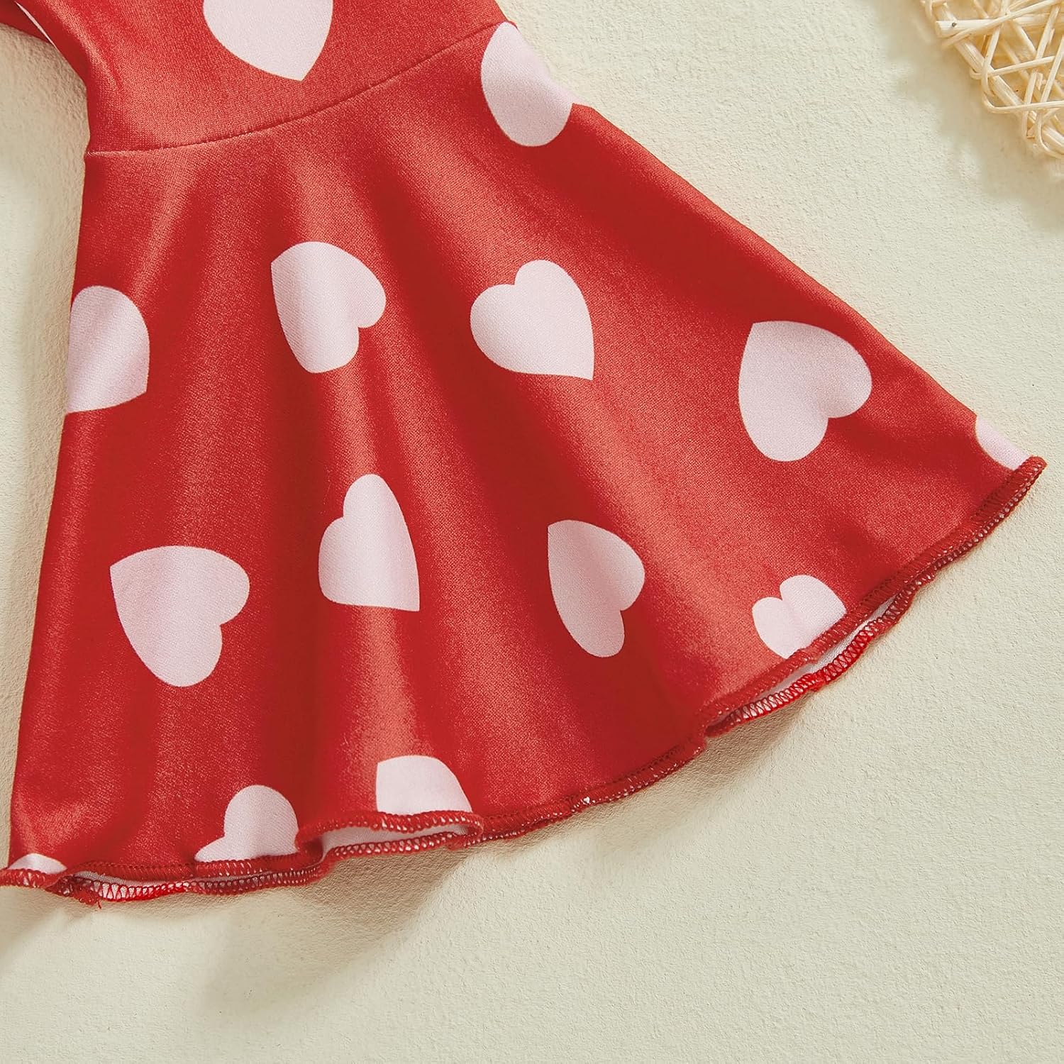 Karuedoo Newborn Baby Girl Valentines Outfit Letter Print Puff Sleeve Romper Heart Bell Bottom Pants Headband 3Pcs Set - Image 7