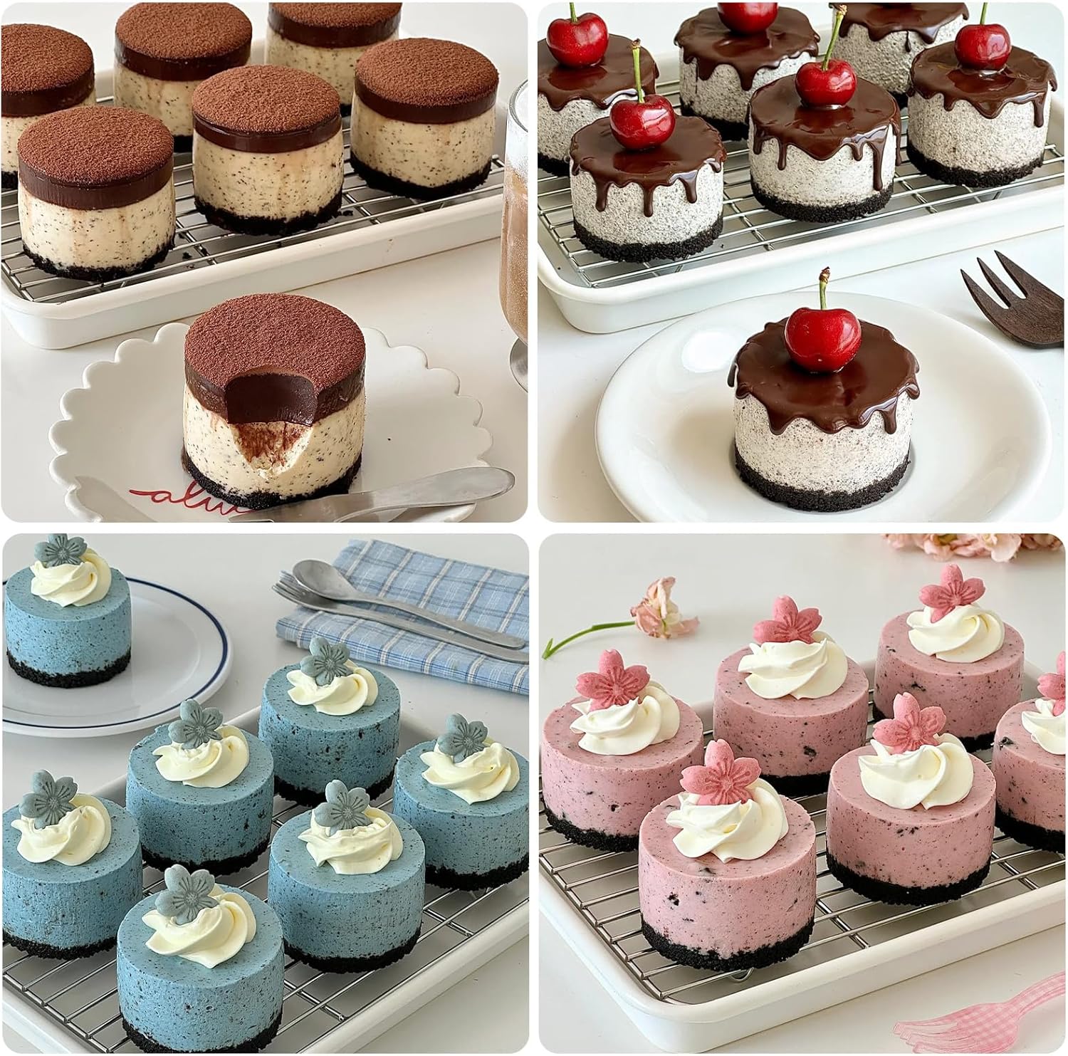 Silicone Muffin Tray for Air Fryer 1Pcs, 4-Cups Nonstick Muffin Pans with Carrying Handle, Silicone Cake Pans for Baking Cupcakes Pudding Dessert Quiches Tart, Grey - Image 6