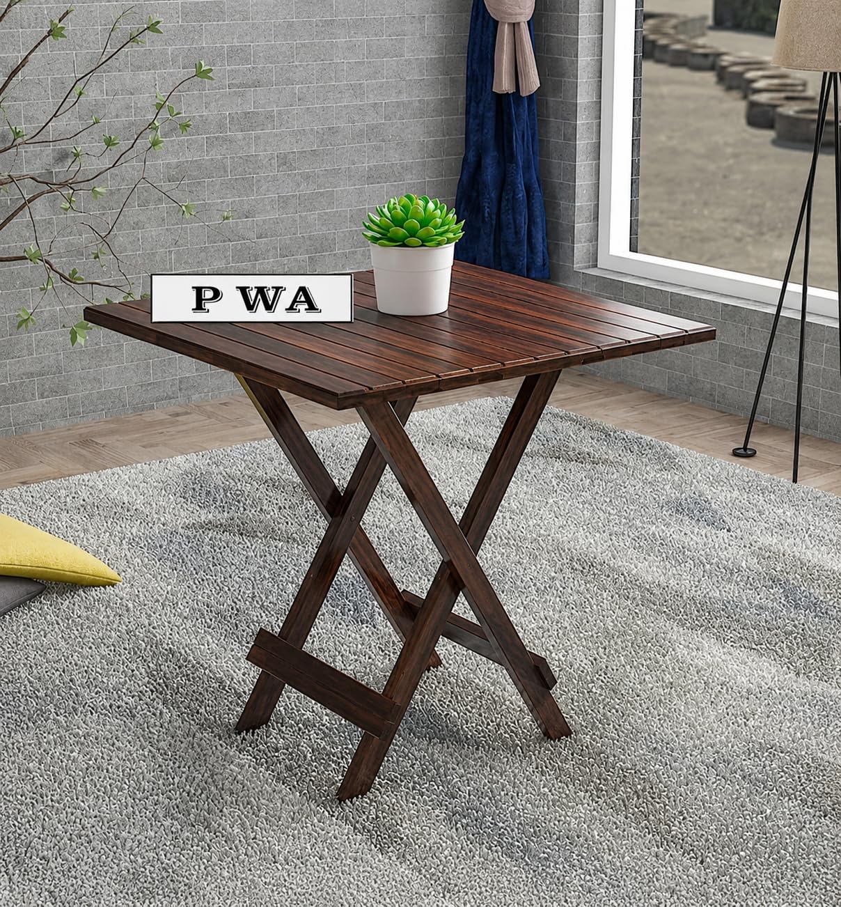 Furniture Foldable Wooden Coffee Table Stool for Home Garden Outdoor Living Room (Coffee Colour)-image-19