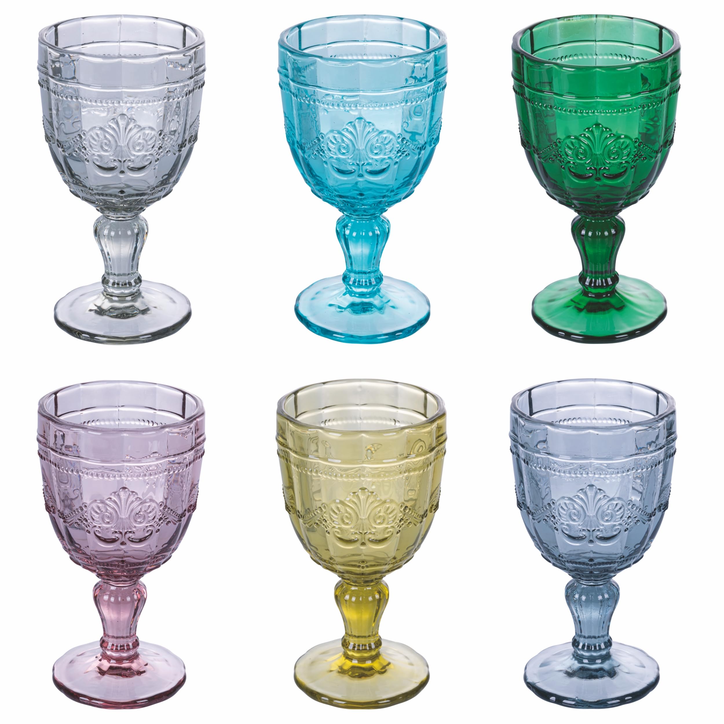 Villa d'Este Home Tivoli 1996 Lot de 6 verres 265 ml en verre Motif guilloché, Syrah