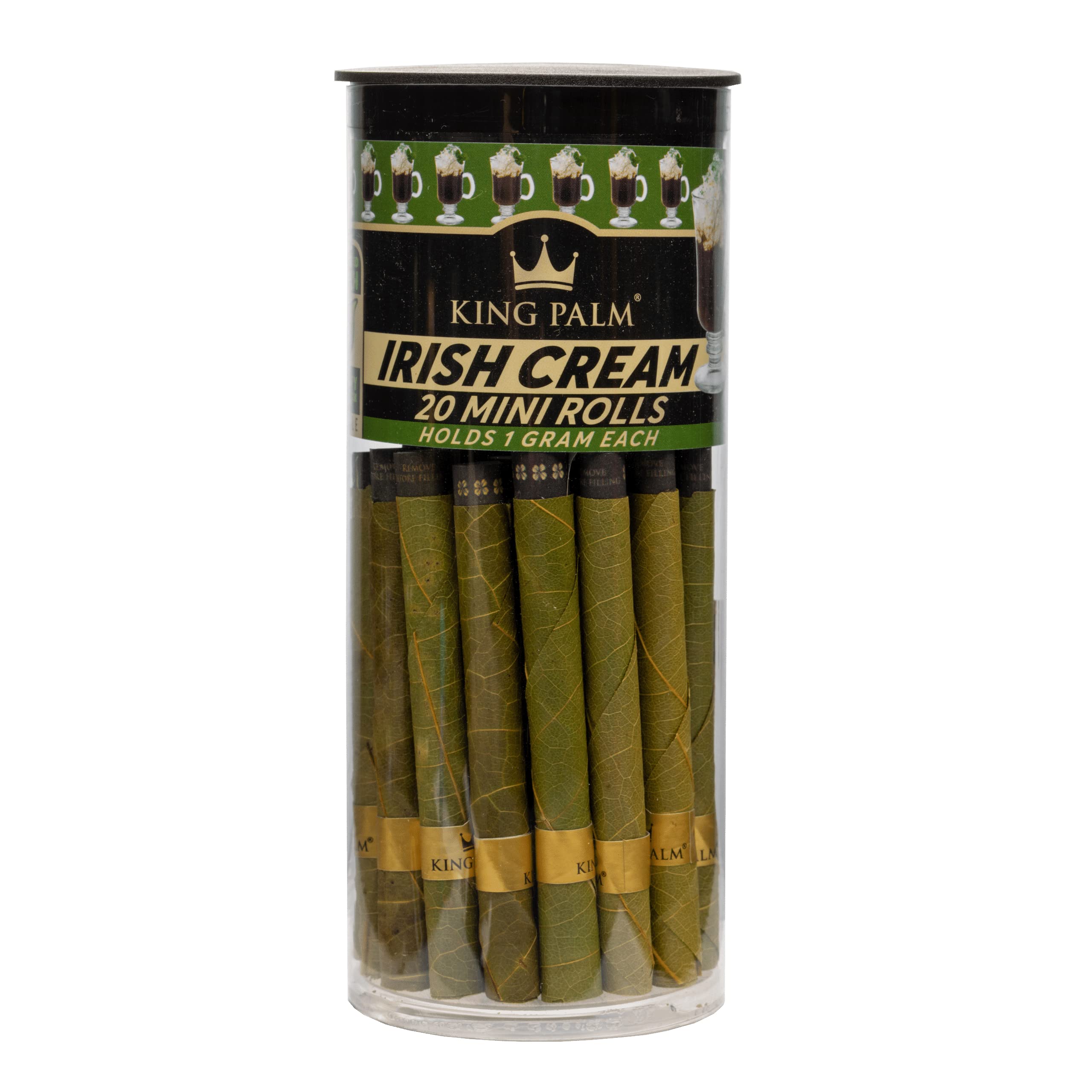 KING PALM Mini Flavored Cones - (20 Rolls Total) - Natural Pre Roll Palm Leafs - All Natural Cones - Corn Husk Filter - Squeeze & Pop Pre Rolls - Organic Flavored Pre Rolled Cones (Irish Cream)