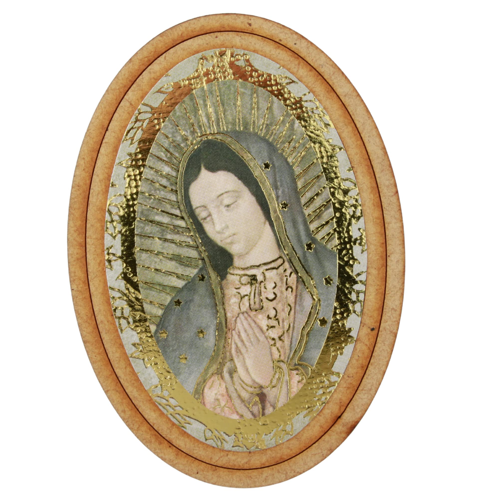 Needzo Virgin Mary Bust Altarpiece, Light Wooden Catholic Home Decorations, 3.75 by 2.6 inches