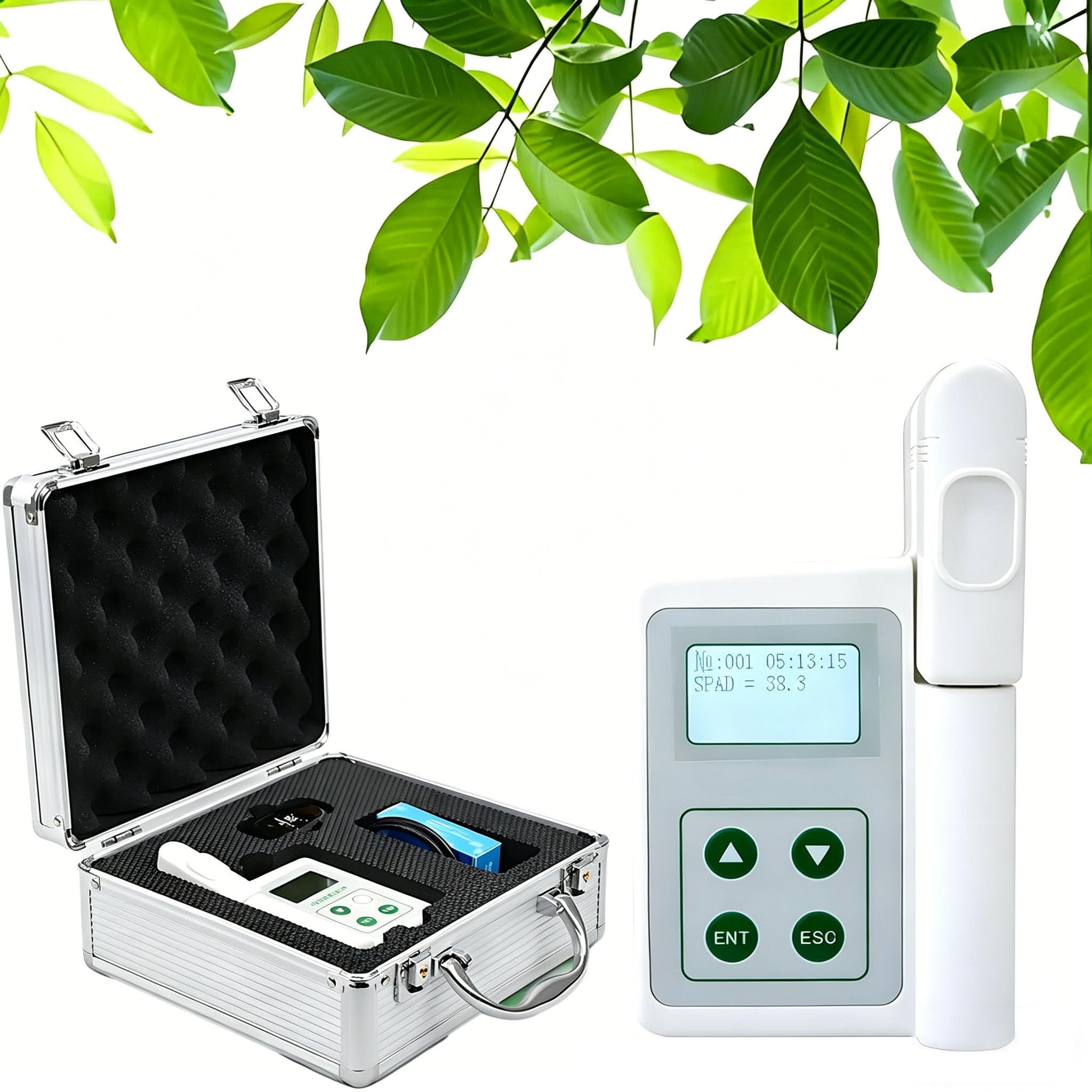 BOOZXCV Handheld Chlorophyll Meter, Rechargeable Portable Chlorophyll Analyzer, 0.0-100 SPAD, 2000mAh USB Data Export, for Precision Farming and Gardening (A)