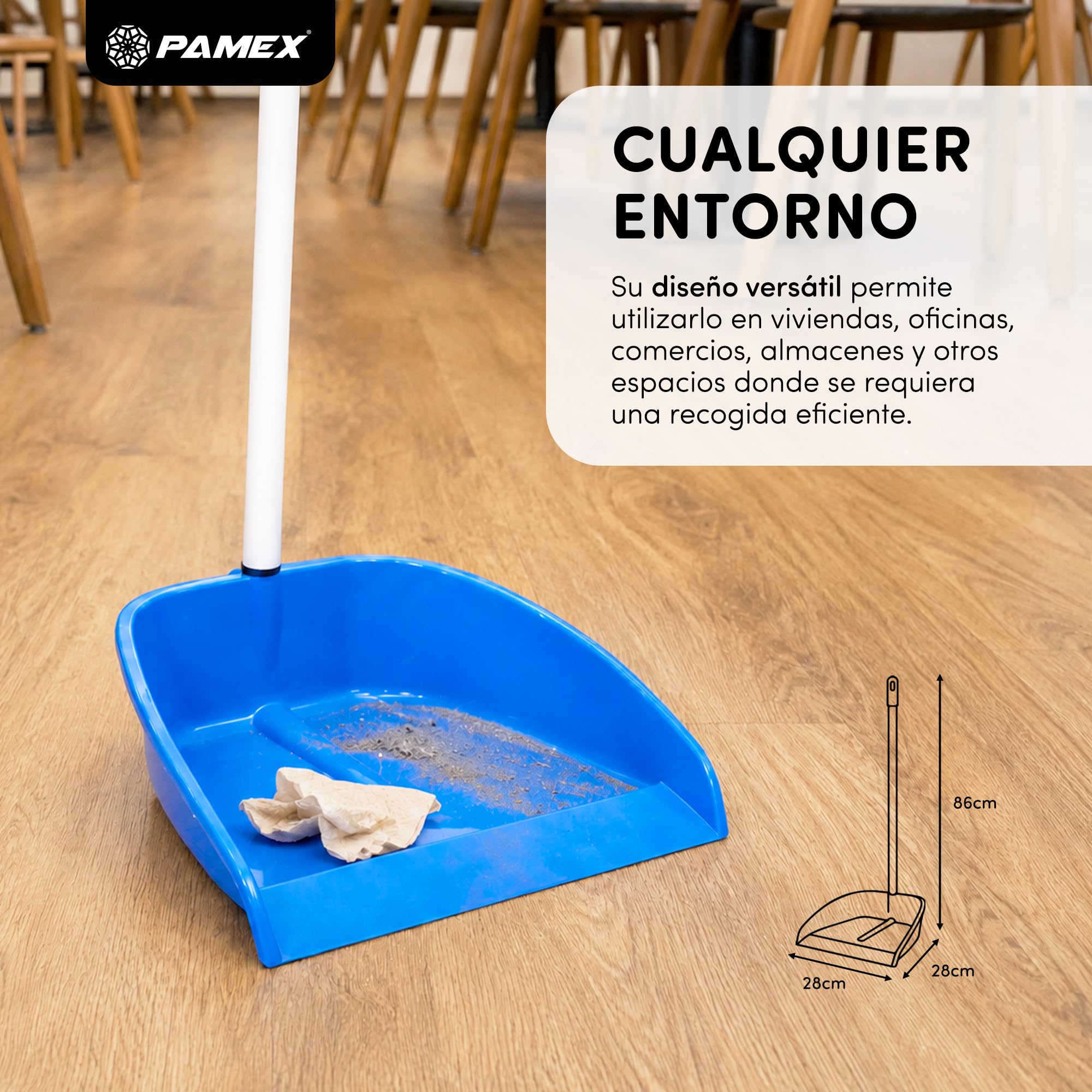 Pamex - Recogedor Ximetik Palo Metal - 30 Unidades (Azul)
