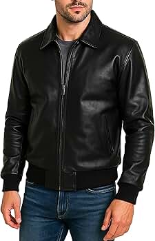 III-Fashions Mens Casual Vintage Motorcycle Riding Real Black