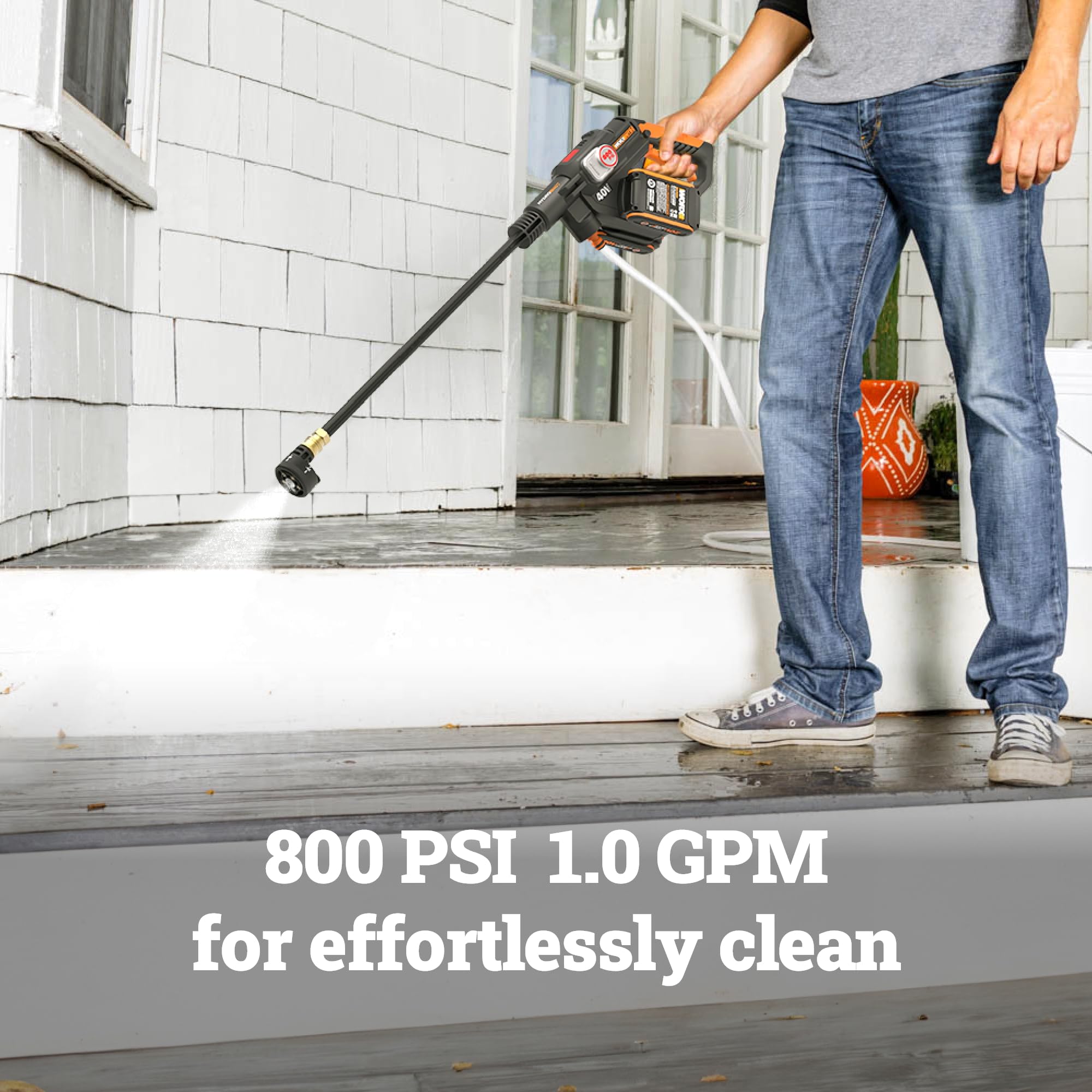 Amazon.com : WORX 40V PowerShare Hydroshot, 800 PSI Brushless Portable Power  Cleaner, 5-in-1 Nozzle Power Washer, Pressure Washer- WG647 : Patio, Lawn &  Garden