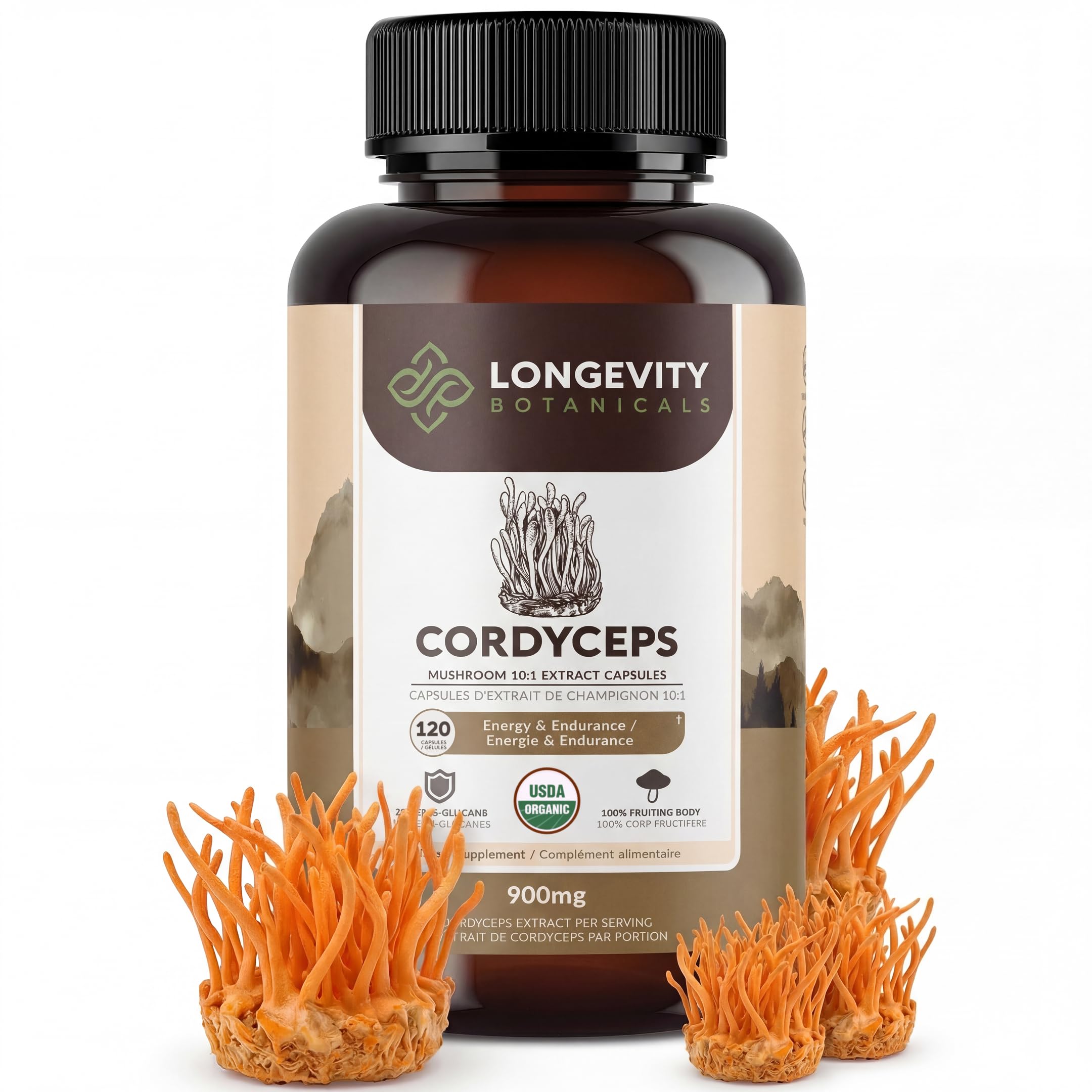 Longevity Botanicals Organic Cordyceps Capsules