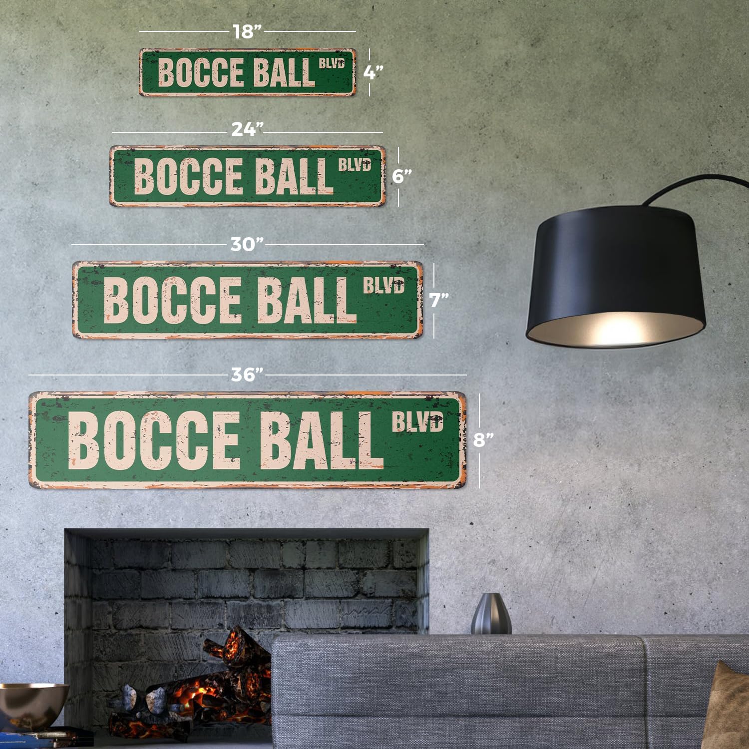 Bocce Ball Vintage Plastic Street Sign Set Balls Italy Team Game | Indoor/Outdoor | 30" Wide