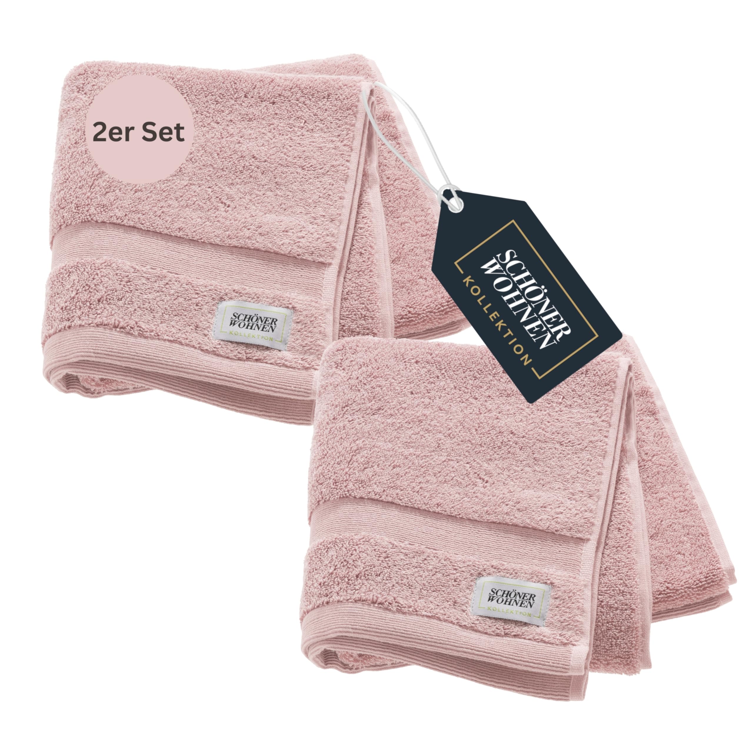 SCHÖNER WOHNEN 2er Set Premium Handtuch 50x100 cm - saugstark - Luxus Handtücher Rose 2teilig - 100% Baumwolle - flauschig weich - als Handtuch-Set kombinierbar - Frottiertücher - Öko-Tex