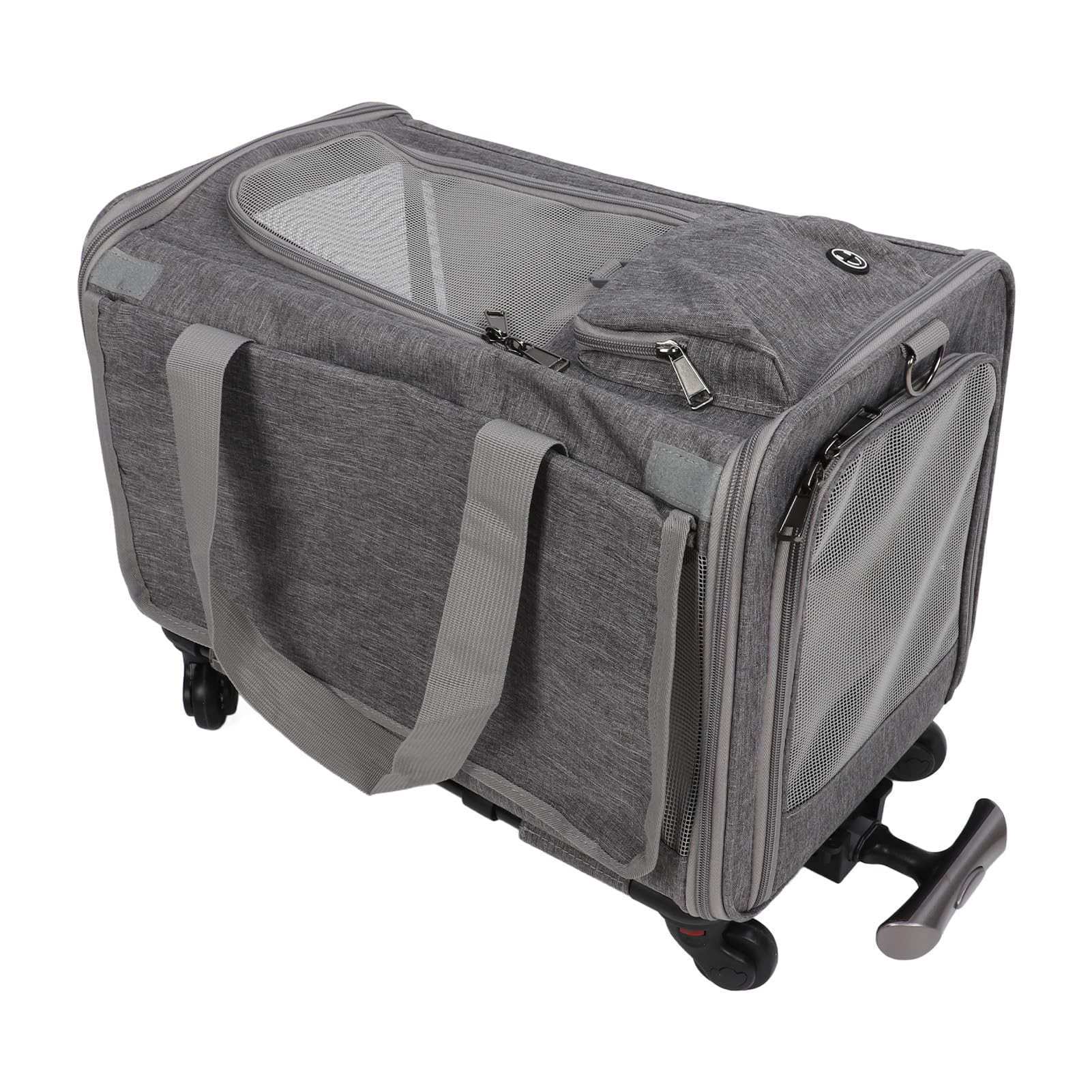 Cryfokt Transportín para Perros con Ruedas, Diseño Plegable, Ajustable para Facilitar el Viaje, Adecuado para Corgis y Bulldogs, 18,5x11,81x11,81 Pulgadas (Gray)