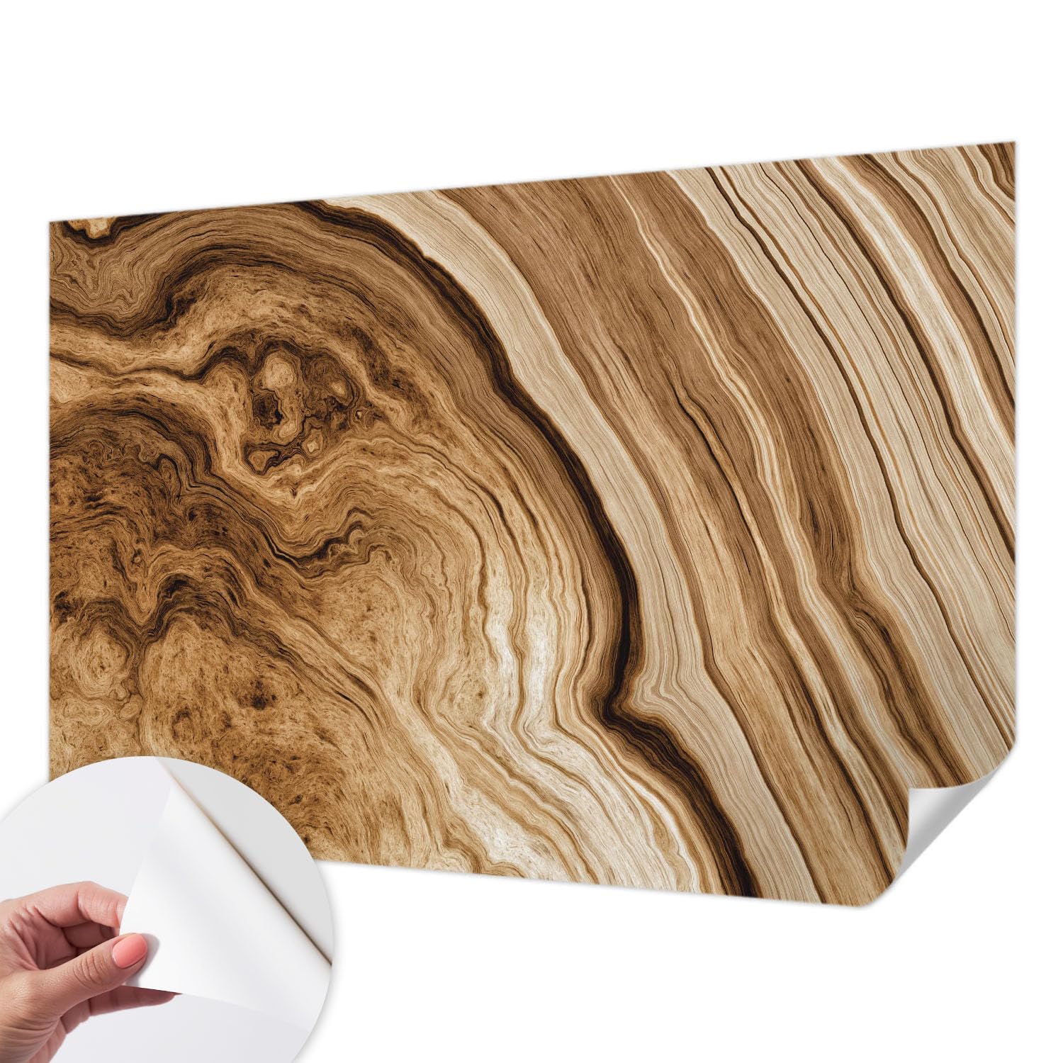 Mural adhesivo de veta de madera 152x104 cm para pared de salón