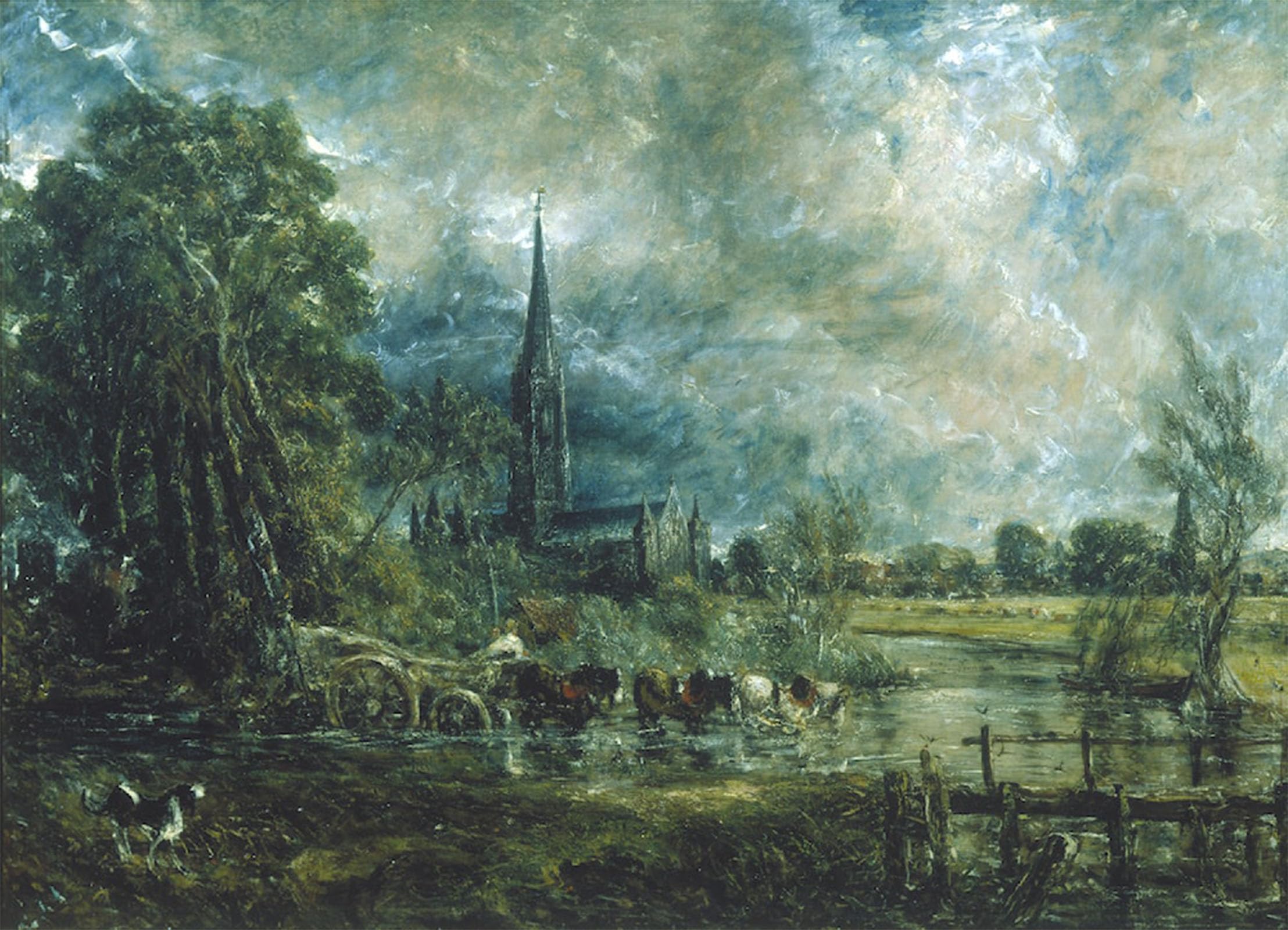 ARTXLXXBN Famous Prints Artwork Pictures Poster Painting Art Salisbury Cathedral Wiltshire From the Meadows by John Constable Artwork Landscape Pictures for Home Decor 60x90cm