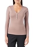 Women's Ribbed Knit Long Sleeve Henley Slim Fit T-Shirt