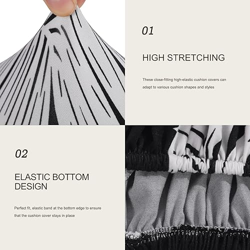Miniatura 6 de SearchI Fundas de cojín elásticas impresas para sofá, fundas de cojín de repuesto para sofá, protector de muebles suave con parte inferior elástica