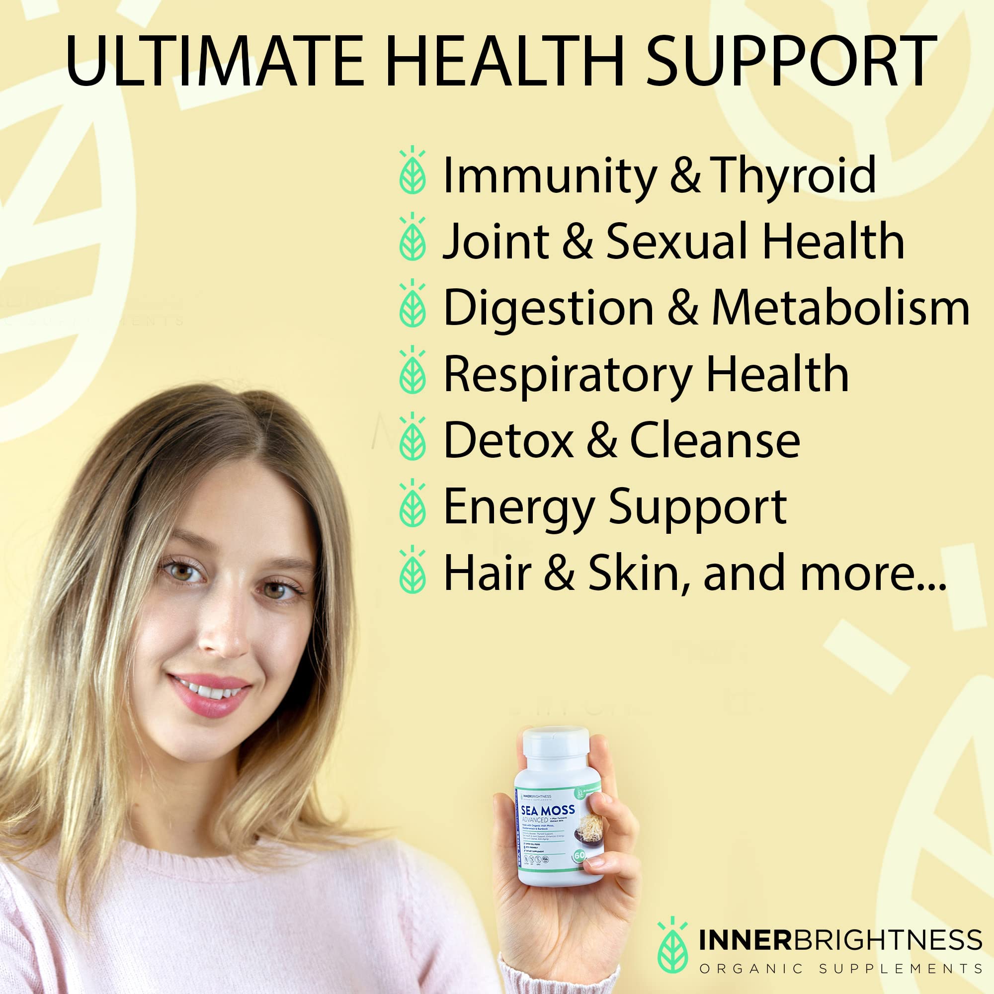 Inner Brightness Organic Irish Sea Moss Capsules Max Absorption + 95