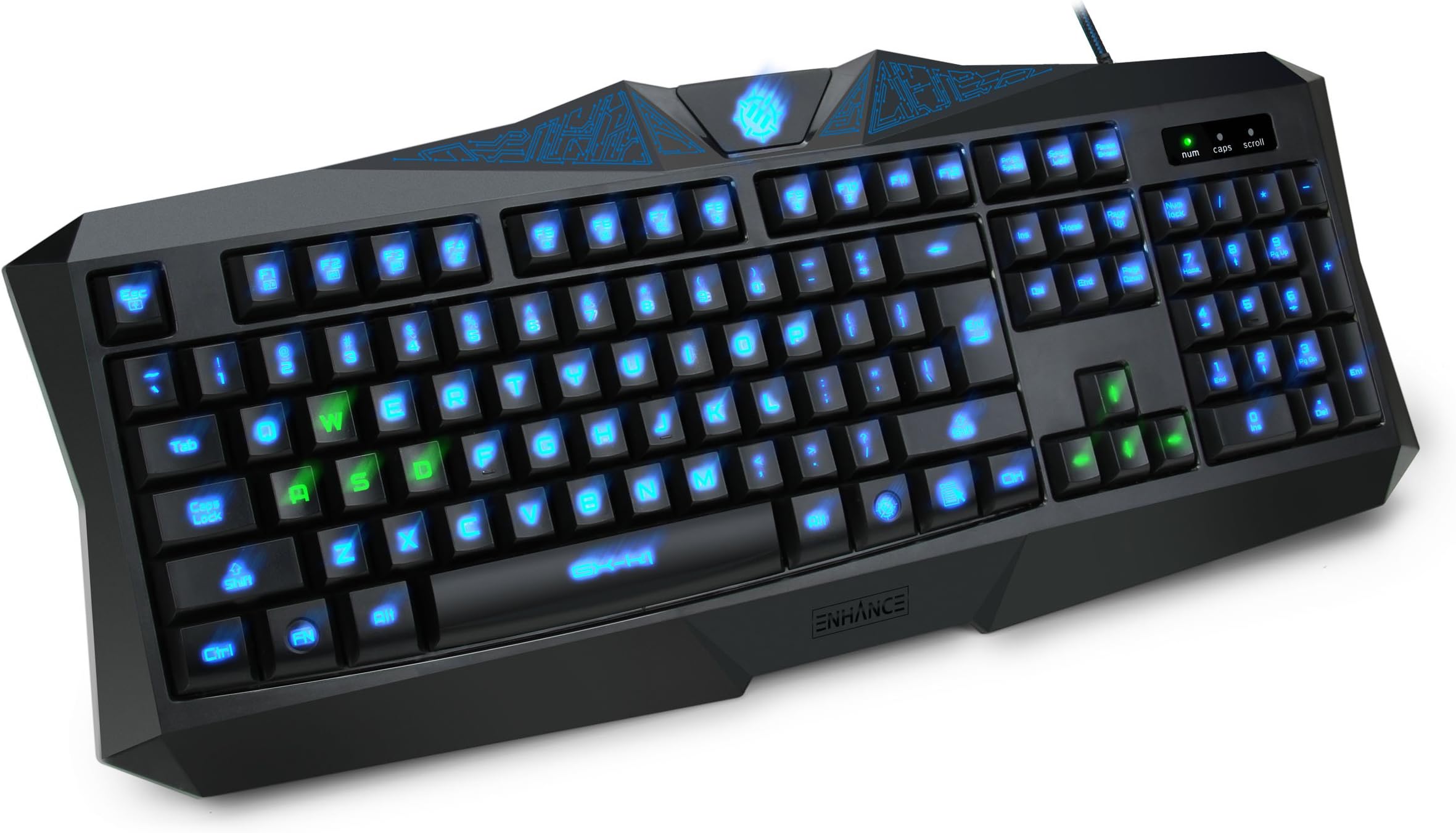 ENHANCE GX-K1 Backlit LED Gaming Keyboard with 104 LED Backlights , 10 Multimedia Hot Keys , Plug and Play 2.0 USB Design - Works with CyberpowerPC Gamer Ultra , Borg-Q , CybertronPC Hellion , Lenovo Erazer X 700 , Avatar Gaming and Many More !
