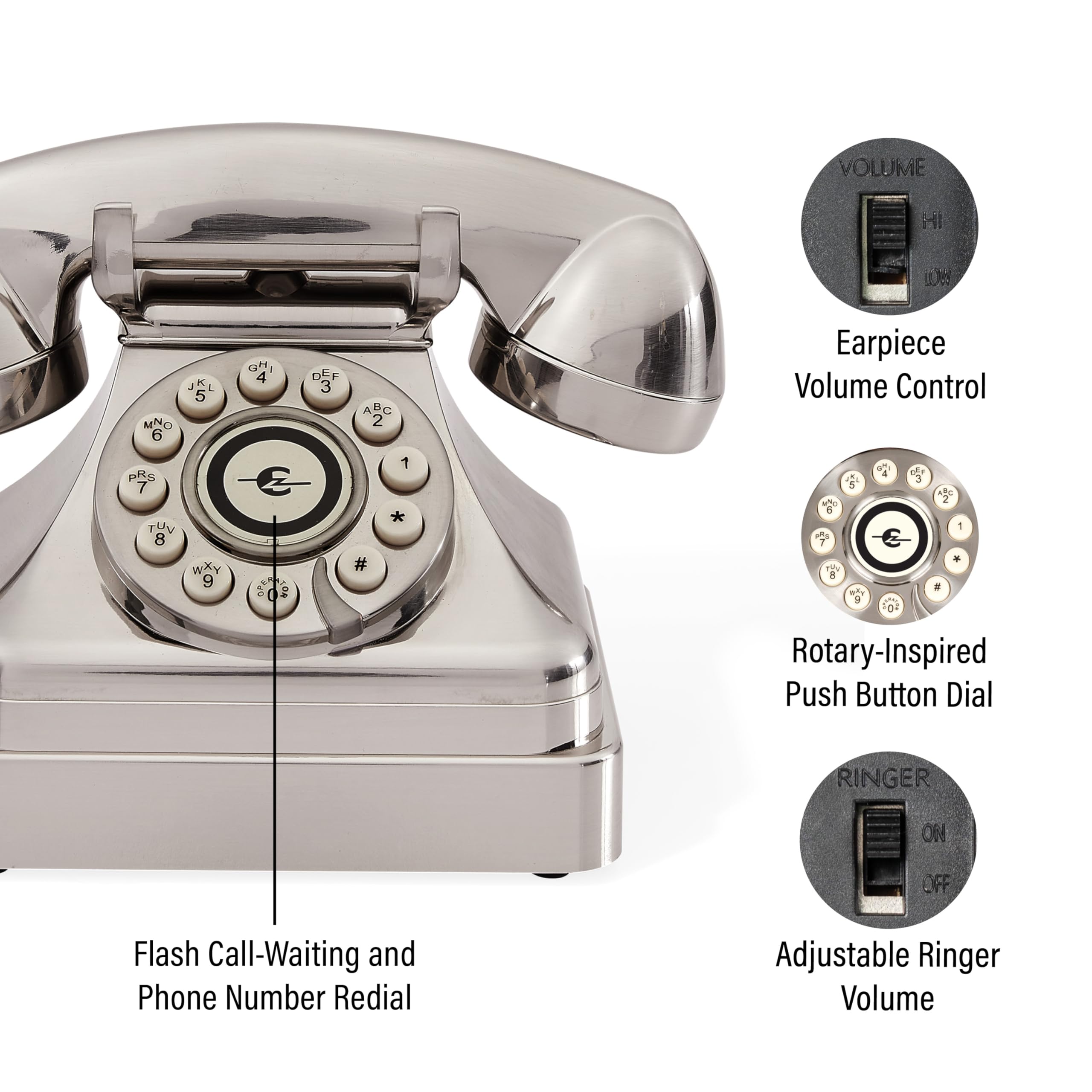 Crosley CR62-BC Classic Corded Desk Phone - Dettaglio