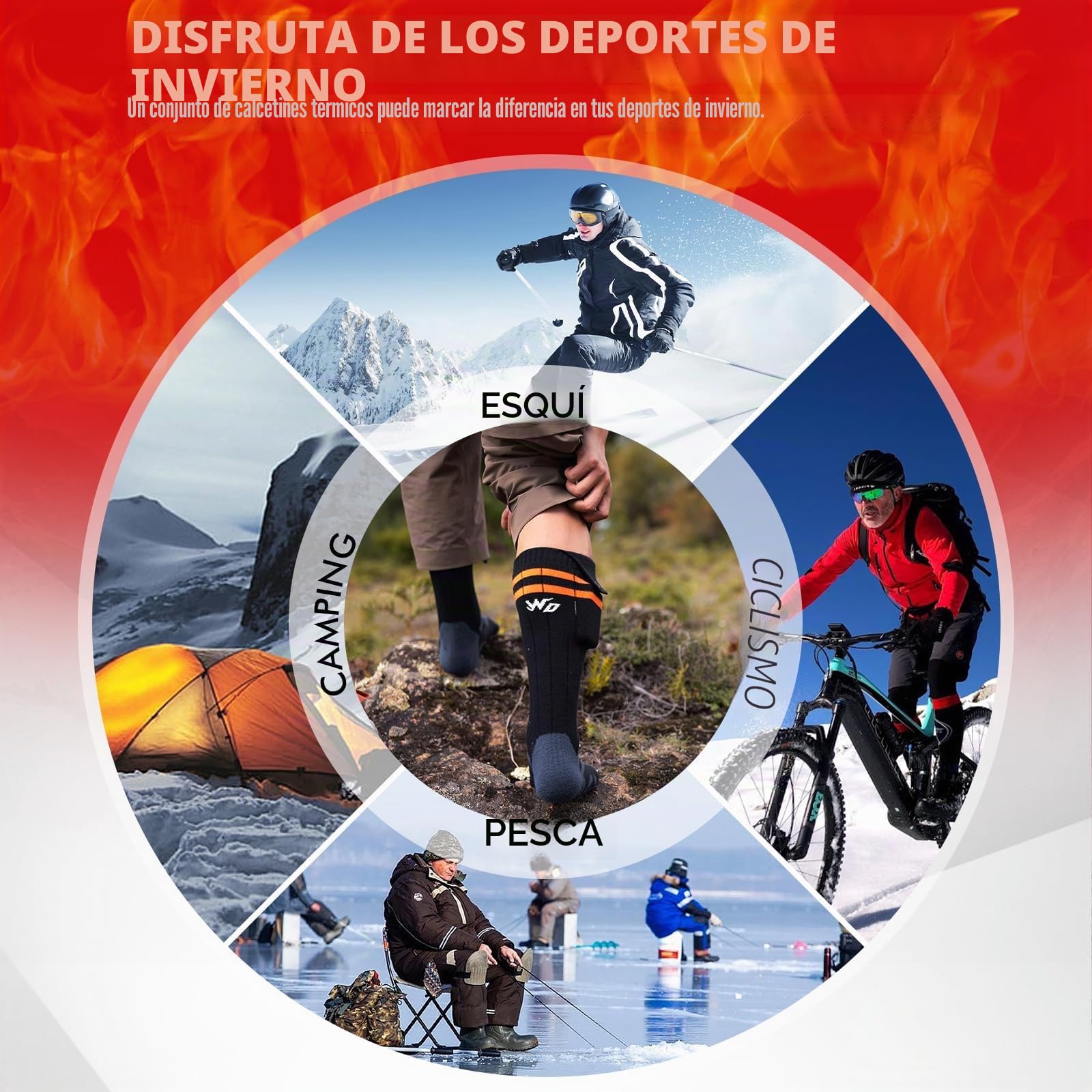 Calcetines calefactables, últimos Calcetines calefactables Recargables de 2023, batería Extra Grande de 5000 mAh, Larga Vida útil hasta 65 °C, Gran Superficie calefactora