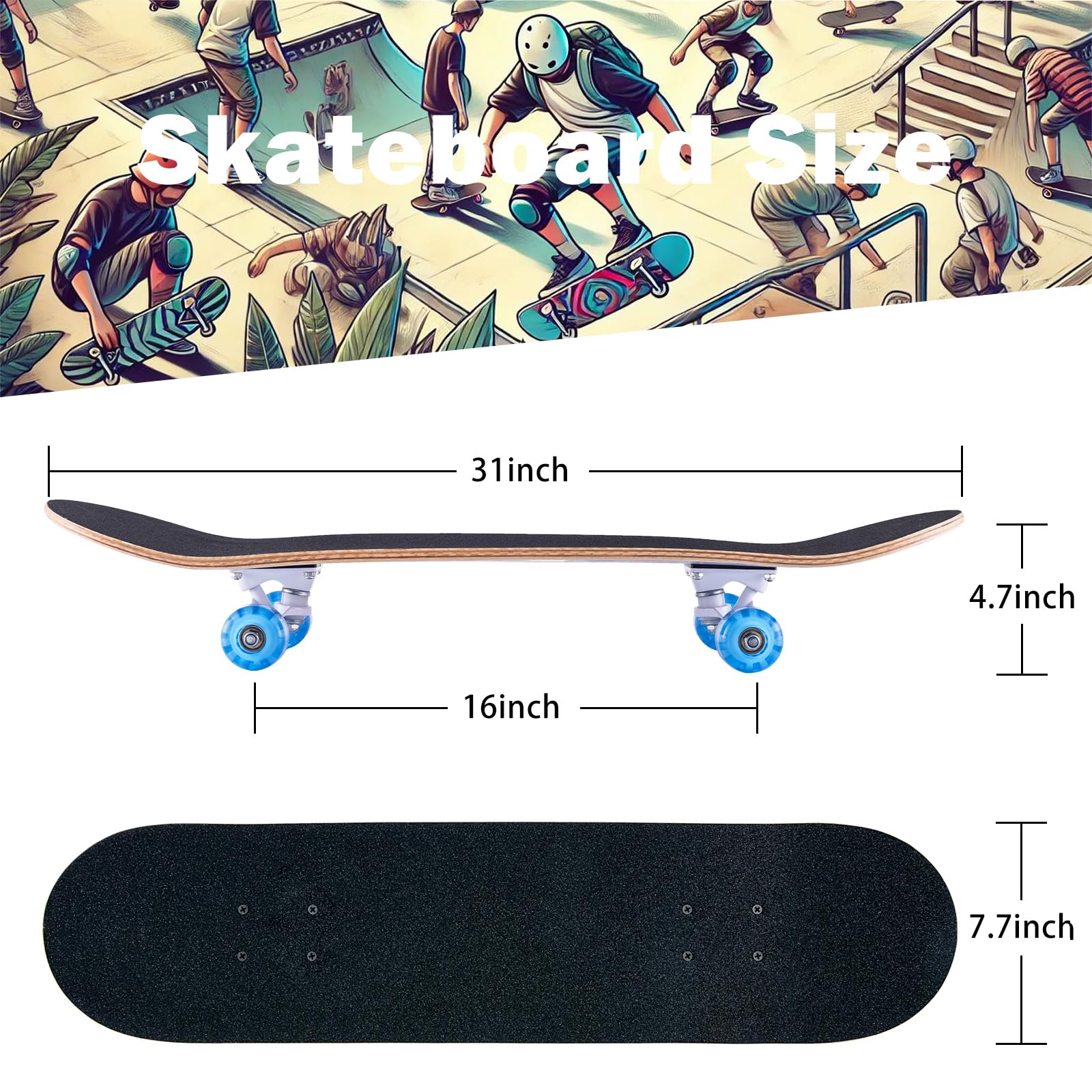 Amazon.com : Skateboard,31 x 8 inch Complete Skateboards for