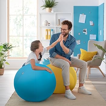 Leitz Ergo Active Sitting Ball With Stopper Function, Ergonomically Designed Desk Chair Alternative, 55cm Diameter, Includes Fabric Ball Cover, Hand