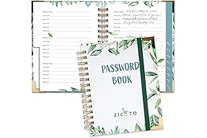 Simplified Greenery Password Book with Alphabetical Tabs