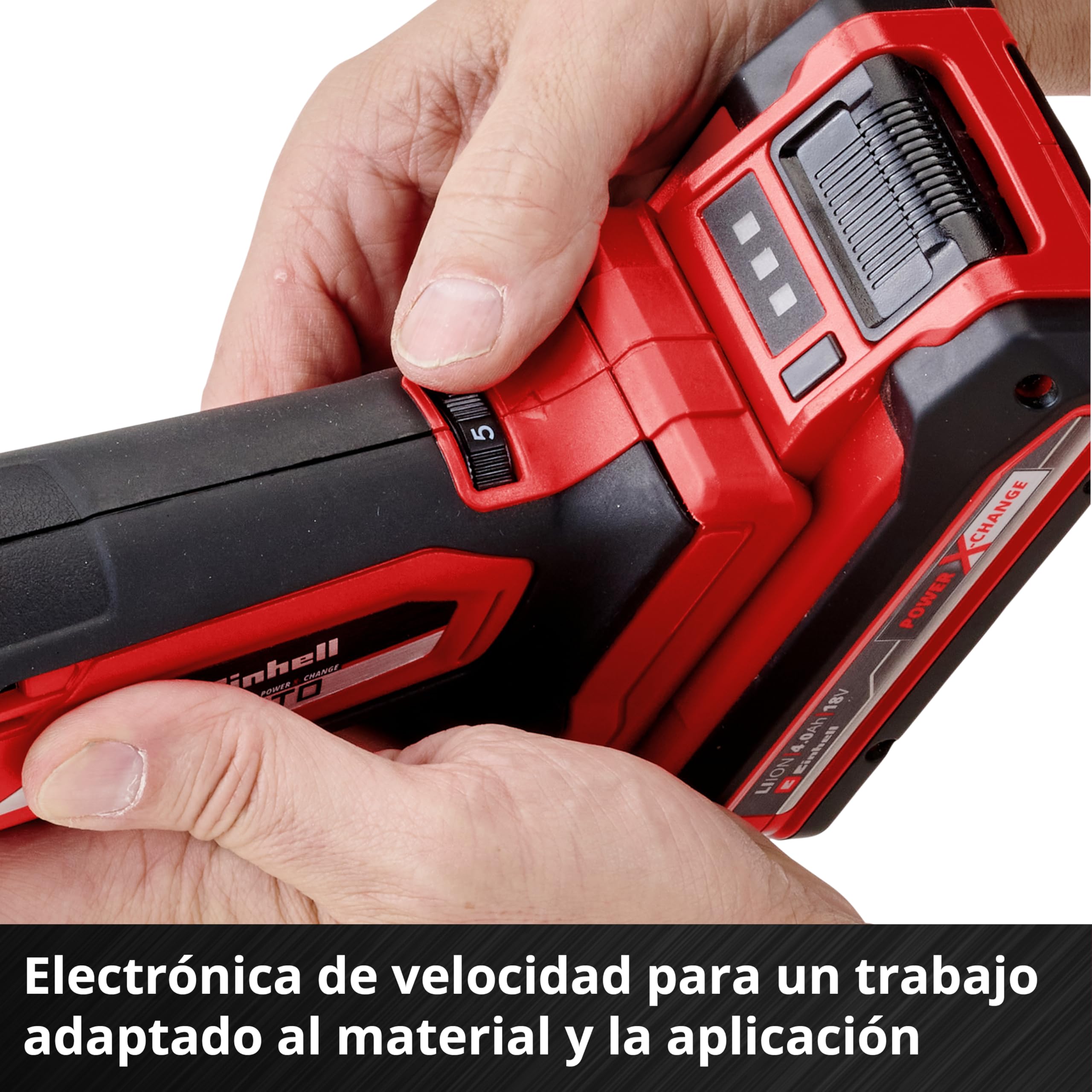 Einhell Herramienta multifunción a batería VARRITO Power X-Change (Li-Ion, 18V, 11000-20000 min.-1, cierre rápido, portaherramientas ajustable en 12 posiciones, sin batería ni cargador)