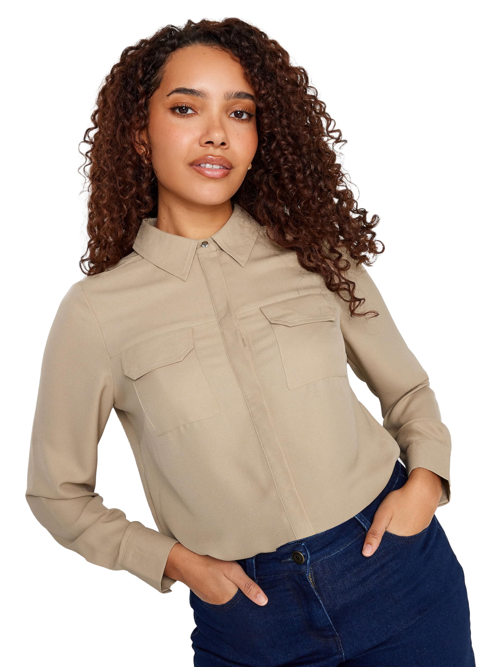 M&Co Women's Brown Utility Shirt In | : Size 20
