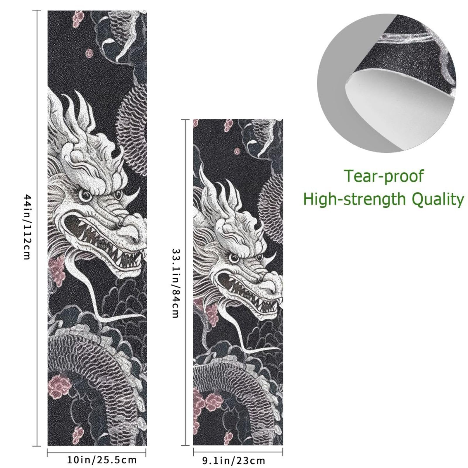 SDMKA White Dragon Black Skateboard Grip Tape 10