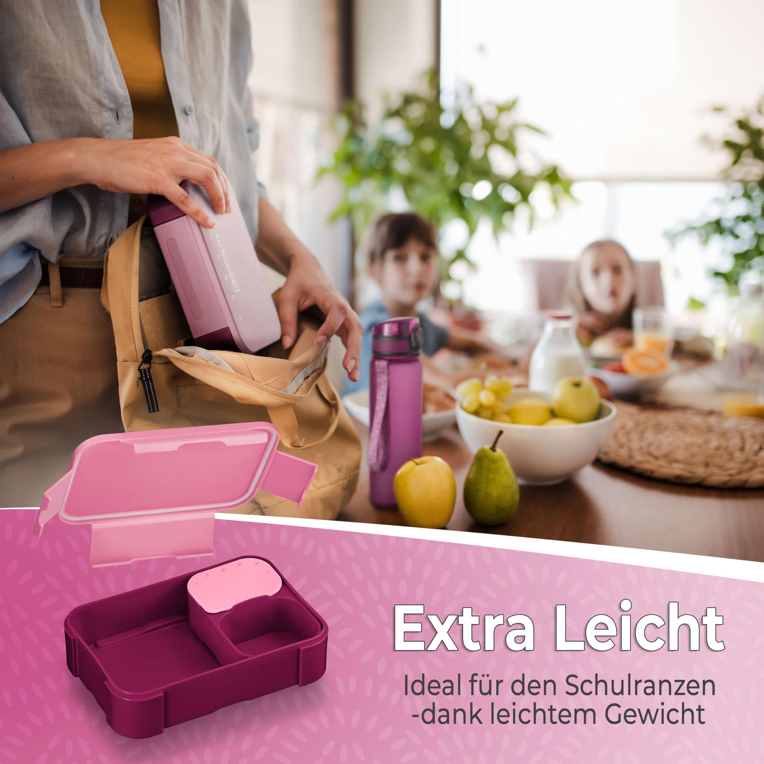 My Vesperbox - Mini Lite Set – Bento Box & Trinkflasche 750ml – Lunchbox mit variablen Fächern – Brotdose für Kinder – auslaufsicher, BPA-frei – ideal für Schule & Kindergarten