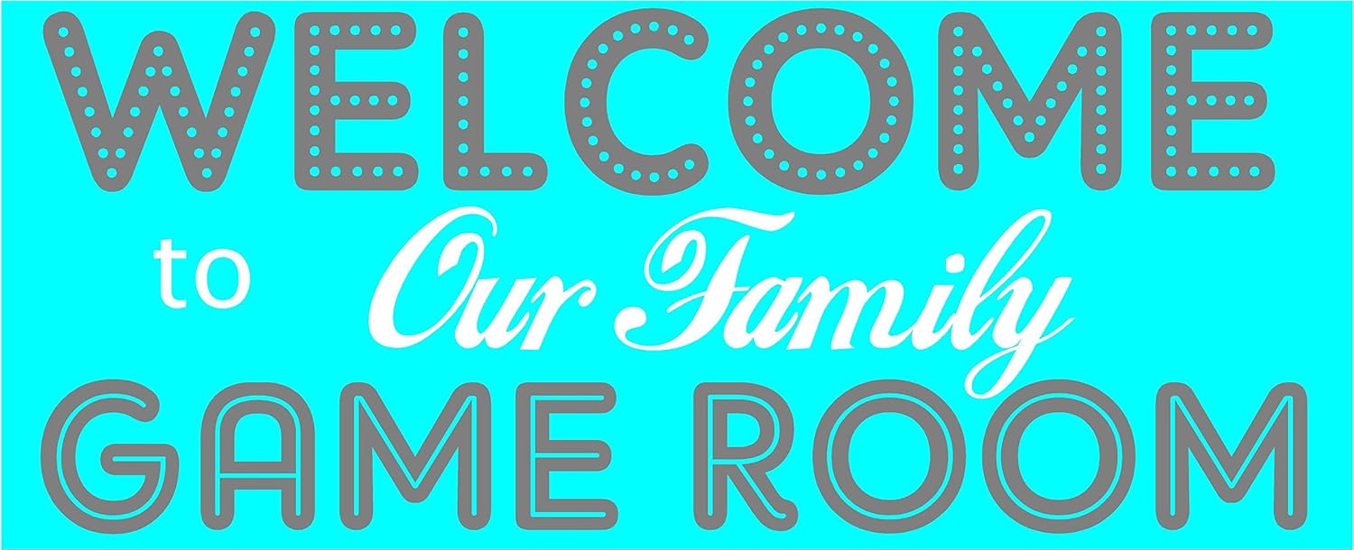 Game Room (Welcome) Vinyl Wall Decal - Large, Silver with White Name