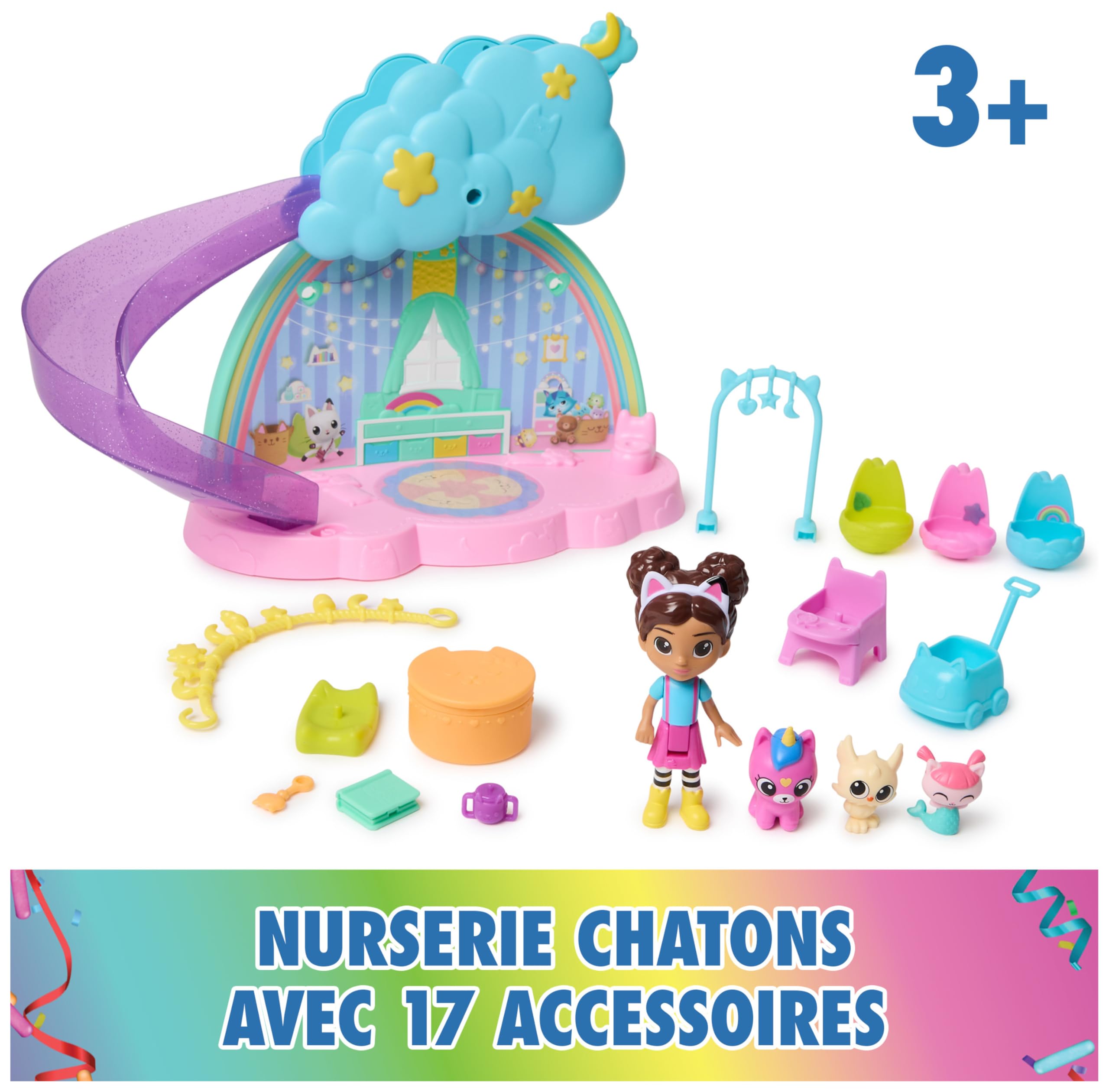 Gabby et la Maison Magique - Gabby Dollhouse - Nurserie Chatons - 17 Eléments Avec 4 Figurines - Dessin Animé Jouet Maison De Poupée - Jouet Enfant 3 Ans Et +