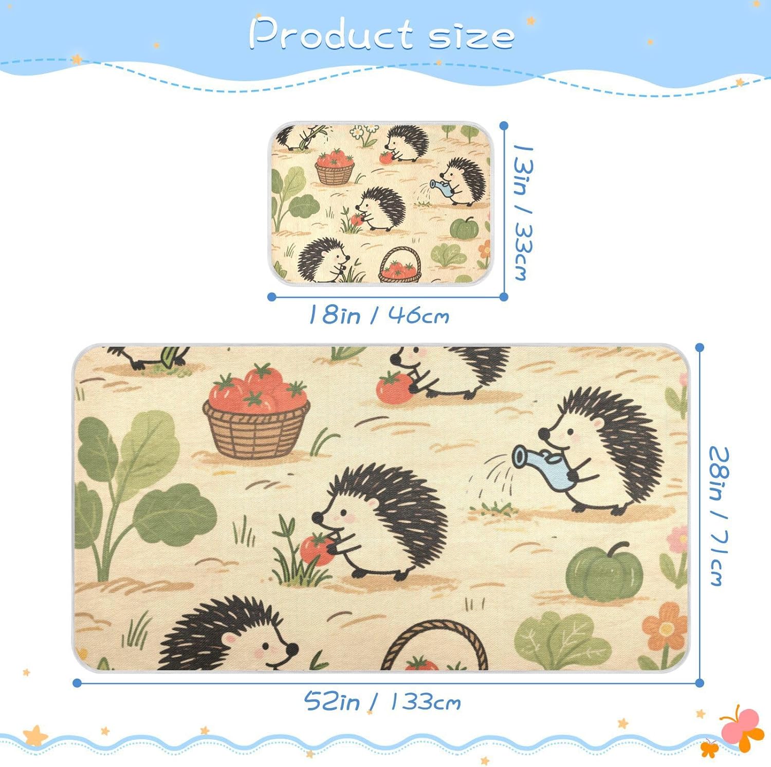 Hardworking Hedgehog Beige Cooling Baby Crib Mattress pad 28" x 52" Reusable Bed Pads for Adults for Baby&Toddler