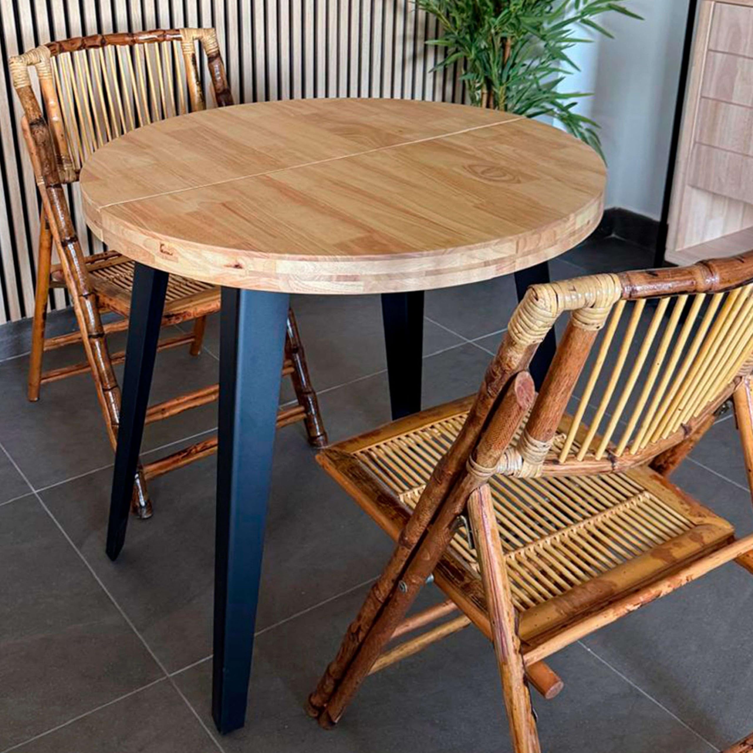 Miroytengo Mesa de Comedor Extensible Redonda Berg 3 Posiciones hasta 6 comensales 80/120/160x80x76 cm