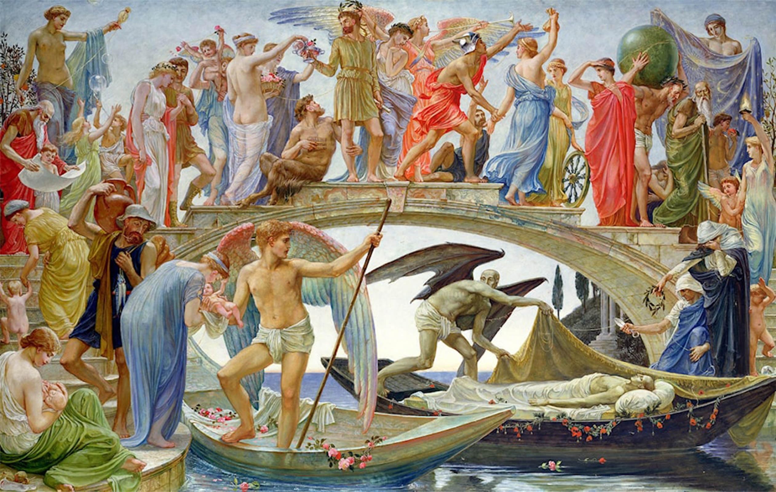 ARTXLXXBN Famous Painting Art Wall Decor Abstract Art Picture the Bridge of Life by Walter Crane Animal Pictures for Home Decor 60x90cm