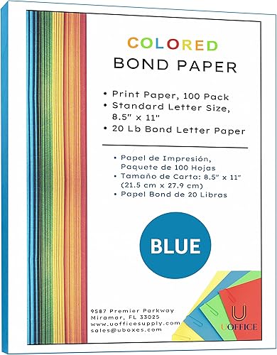 Papel para impresora multiusos, 8.5 x 11 pulgadas, 20 libras, (negro, 100 hojas)