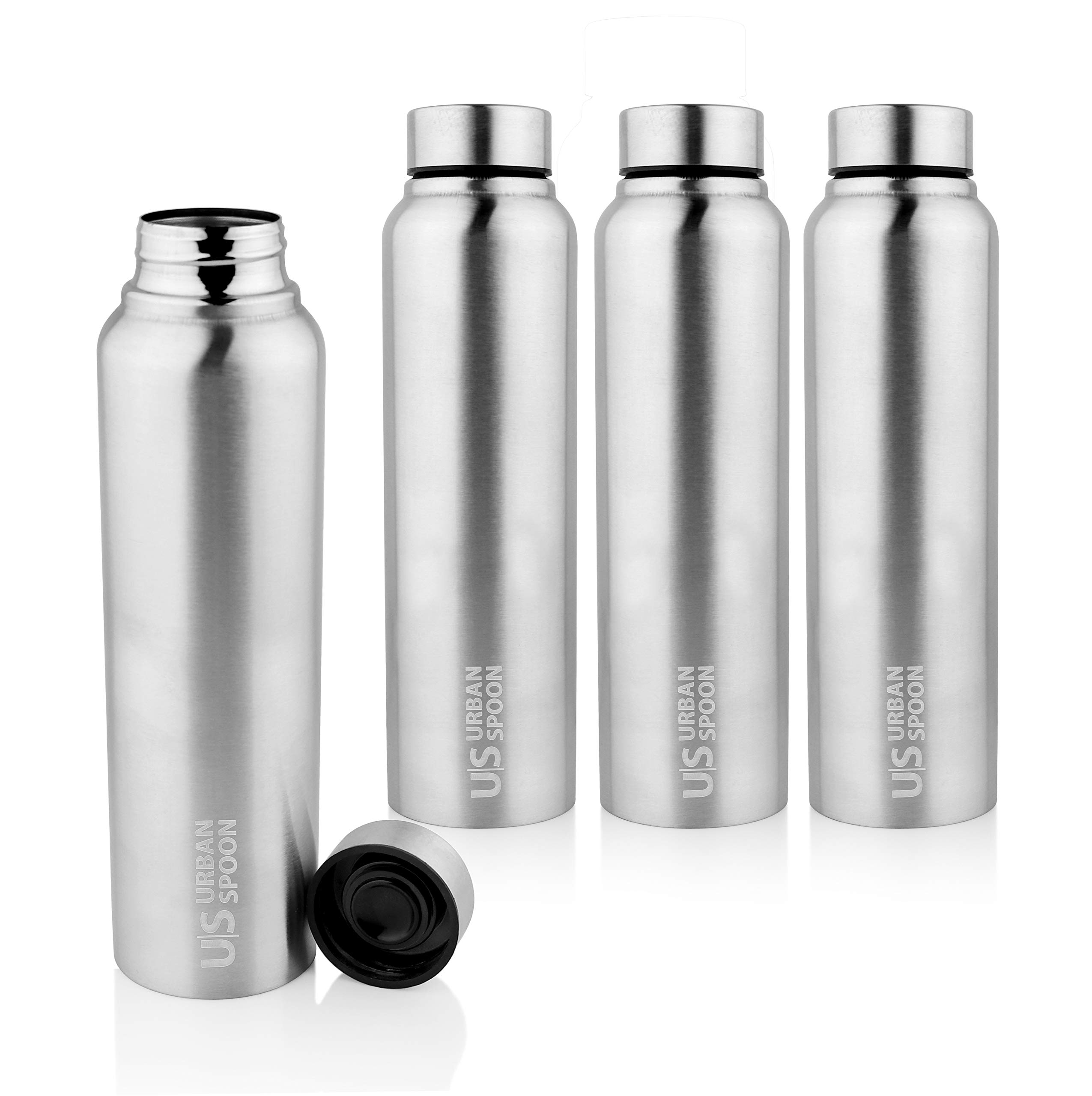 URBAN SPOONStainless Steel Water Bottle 920 Ml Each 4 Pcs - Silver