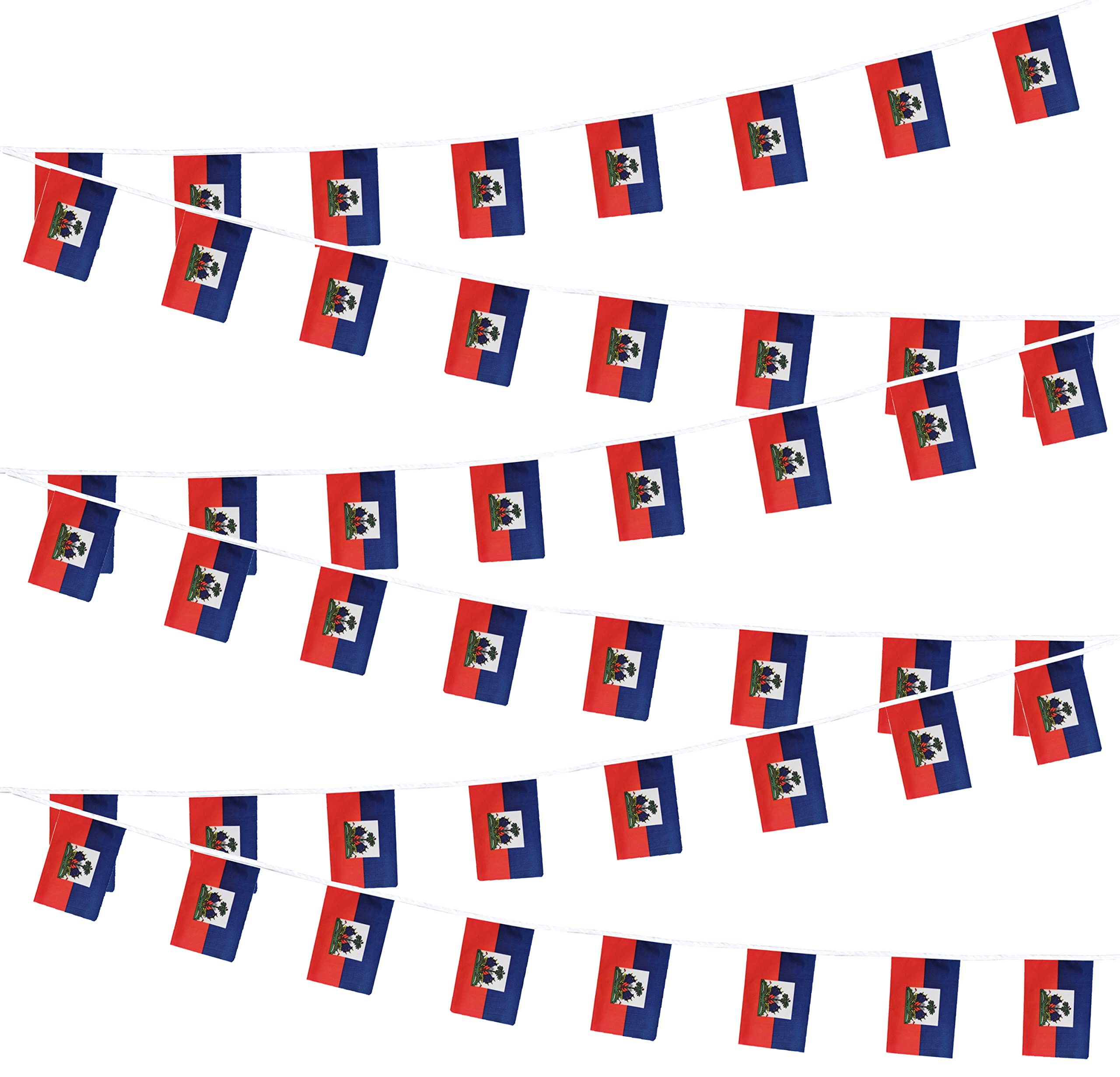 tibijoy Haiti Flags Haitian Small Mini String Banner Flags Miniature Haiti Flags Banners For Grand Opening, Olympics Festival,Grand Opening Sports Celebration Decorations (50 Feet 38 Flags)