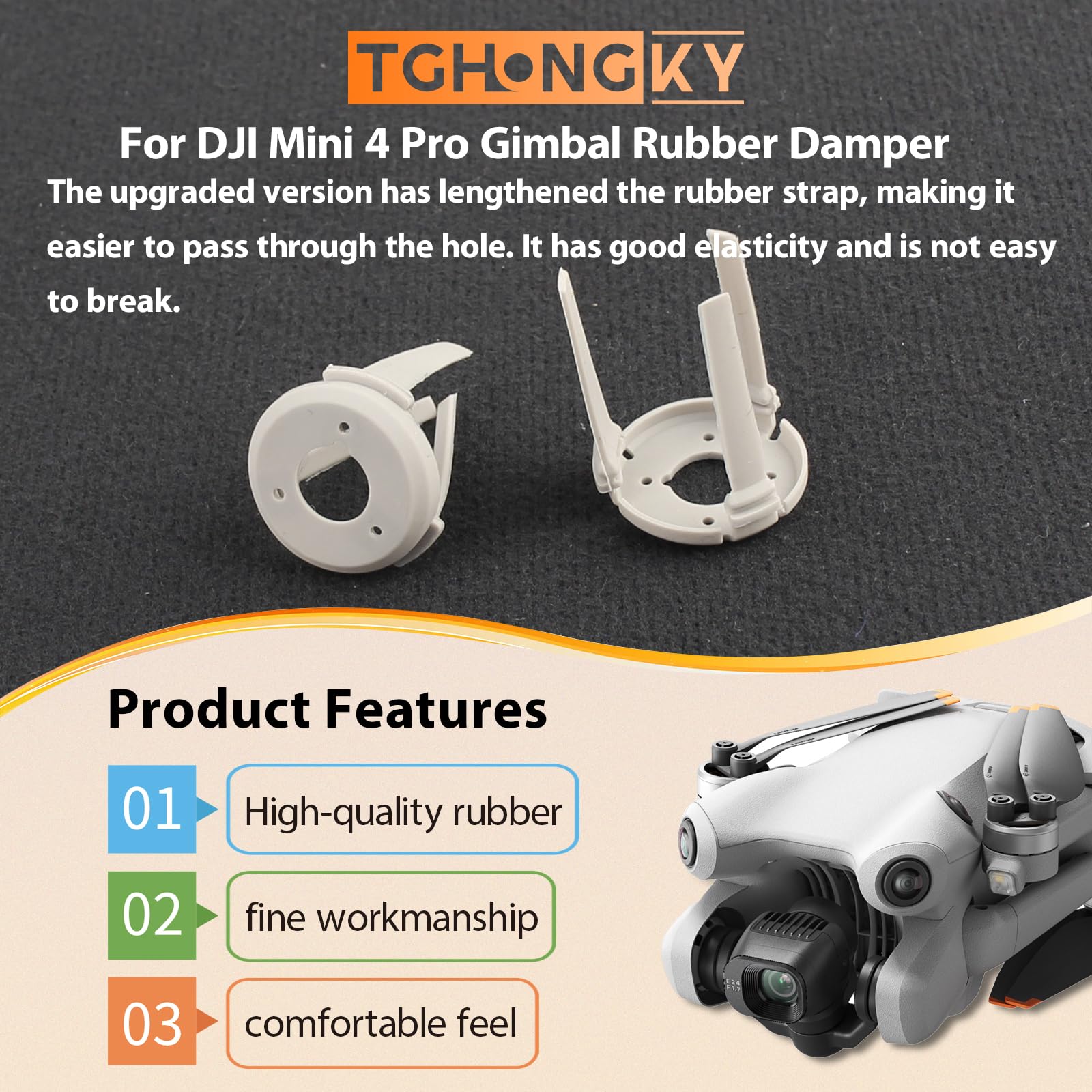 Caoutchouc Nacelle pour DJI Mini 4 Pro Amortisseurs en Caoutchouc Mini 4 Pro Gauche et Droit Boule Amortisseur pour DJI Mini 4 Pro(Style Long)
