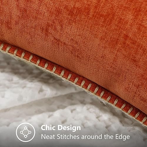 Miniatura 4 de decorUhome Juego de 2 fundas de almohada de felpilla suave de otoño de 12 x 20 pulgadas, fundas de almohada lumbares de terciopelo rural con borde