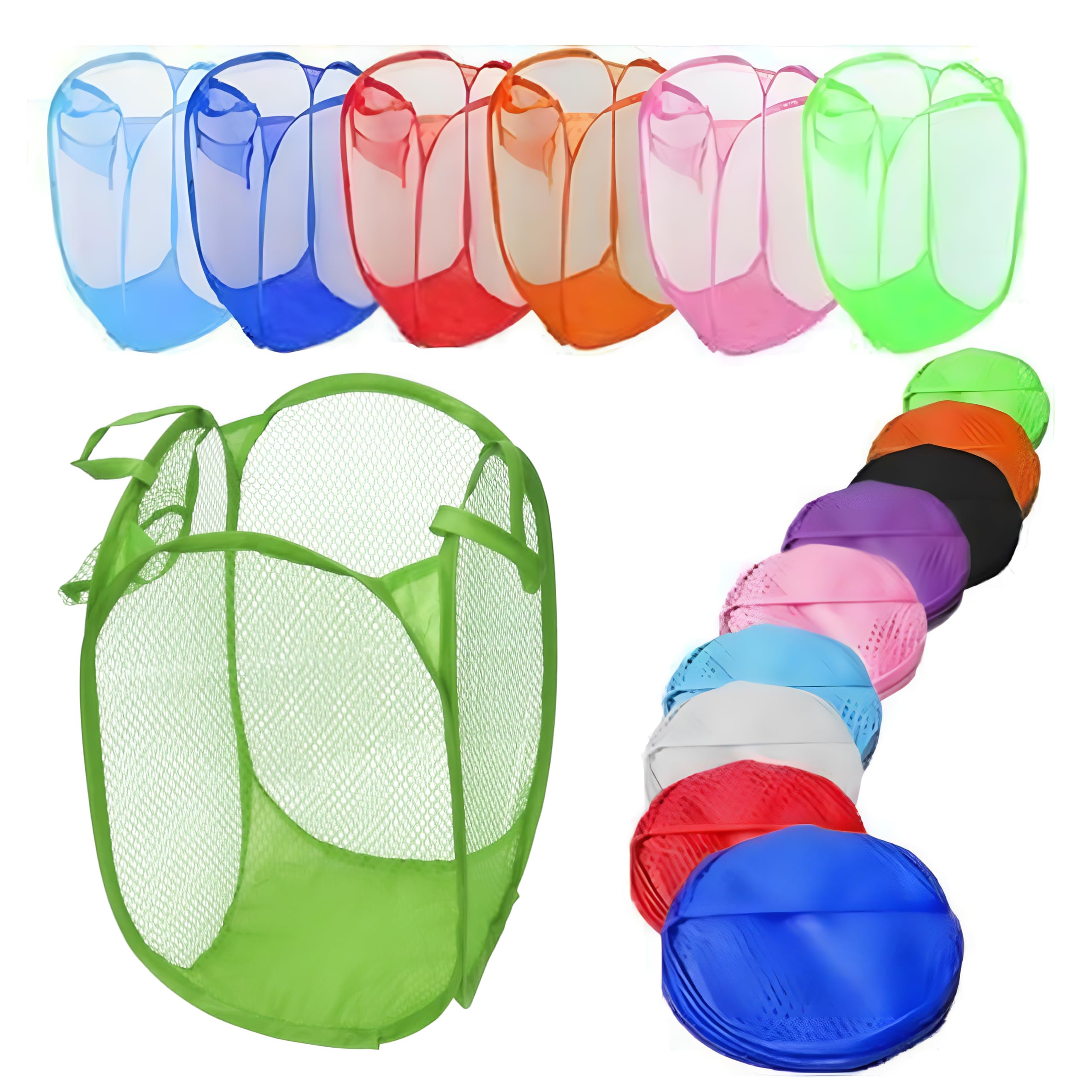 Plastific Green Pop Up Mesh Laundry Basket - Breathable Mesh Washing Bin & Clothes Hamper - Portable Toy Storage Organiser & Travel & Home.