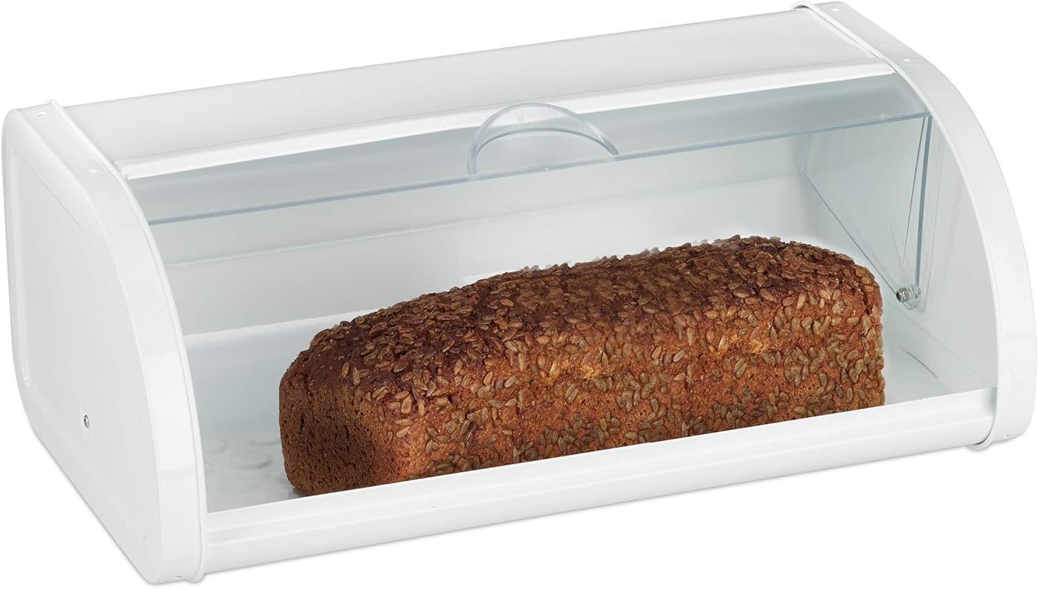 Relaxdays Bread Bin, Transparent Rolling Lid, Keeps Bread Fresh, XL