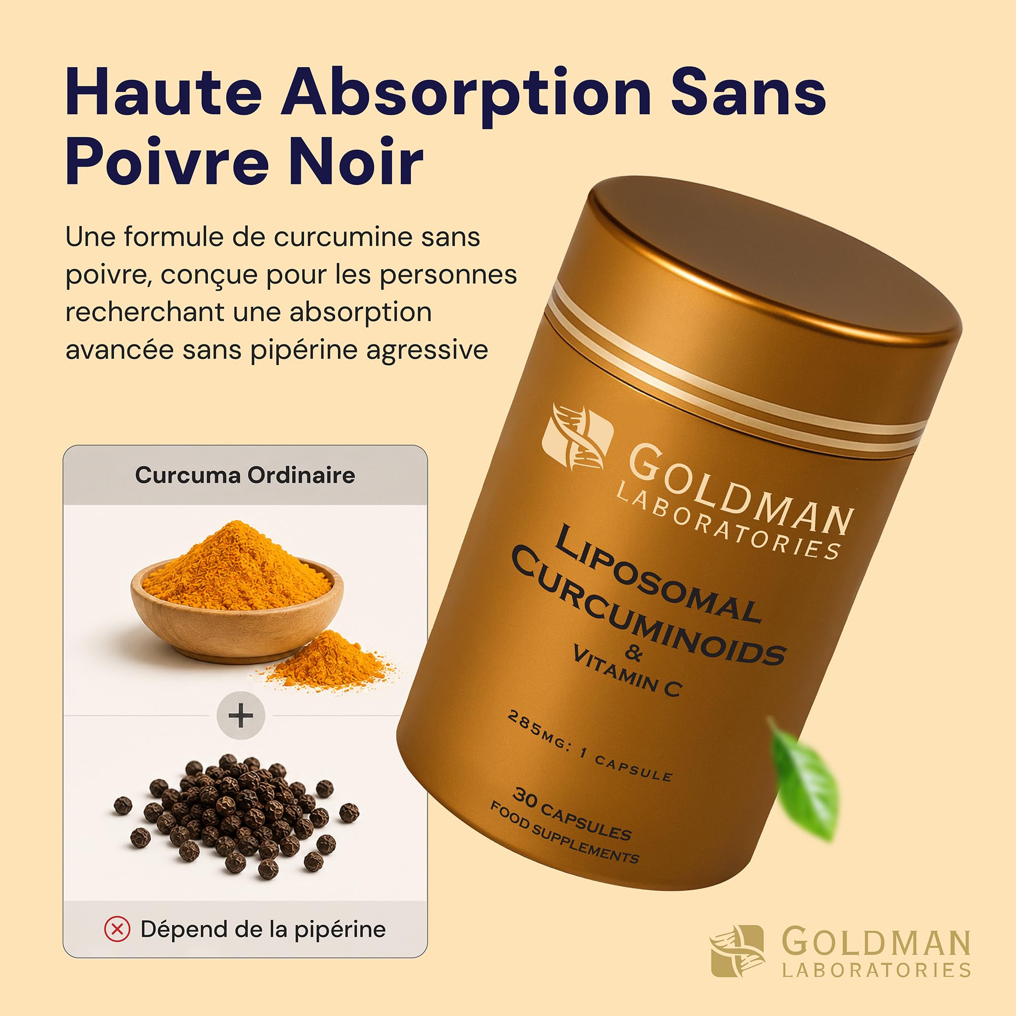 Liposomal Curcuminoids - Goldman Laboratories - Antioxydant - Immunité - Santé articulaire - Végétalien