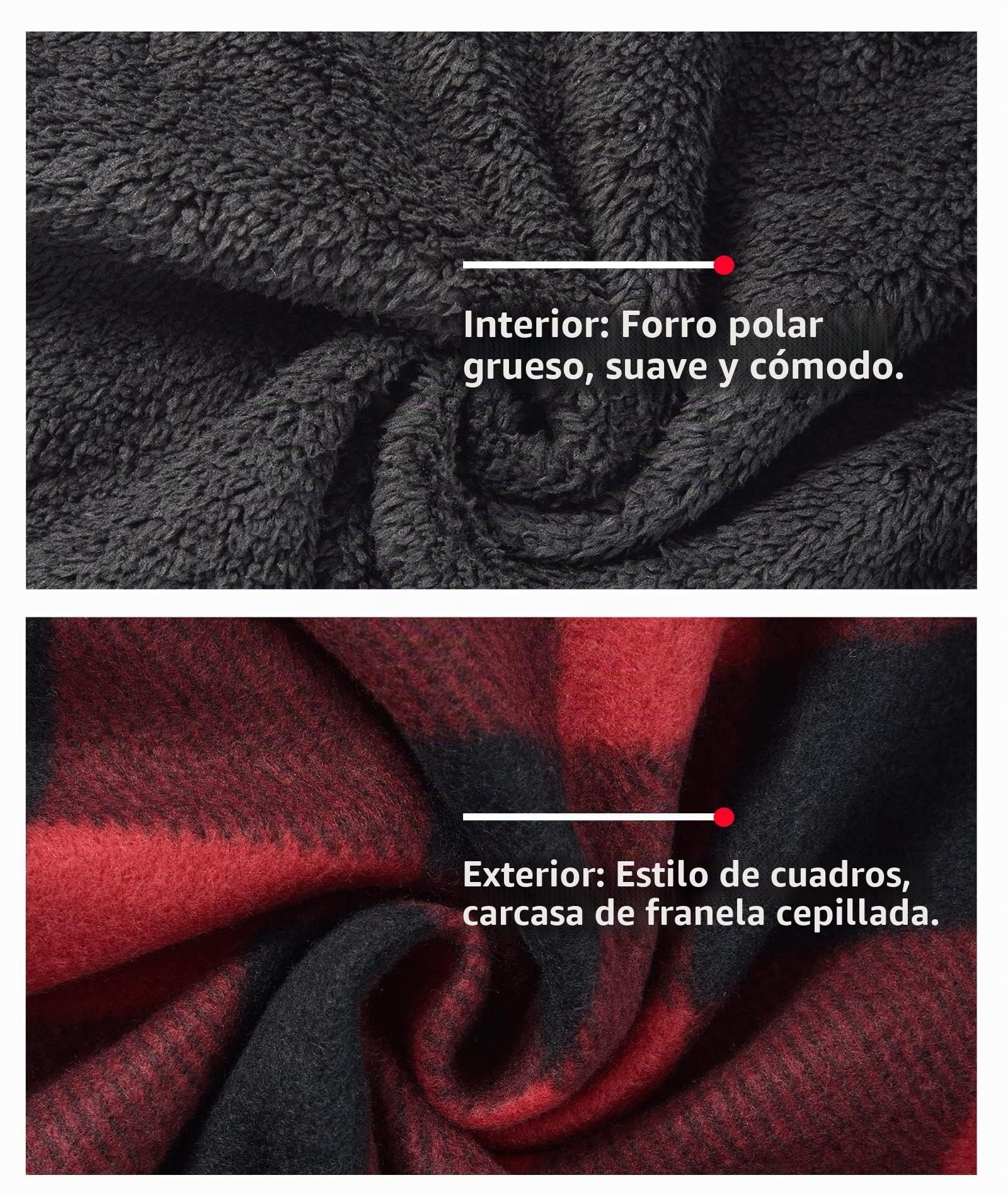 SwissWell Hombres Camisa Chaqueta Cuadros de Franela a Cuadros Gruesos Forro Felpa Casual Forrado Hombres Sudadera Capucha Chaqueta Invierno
