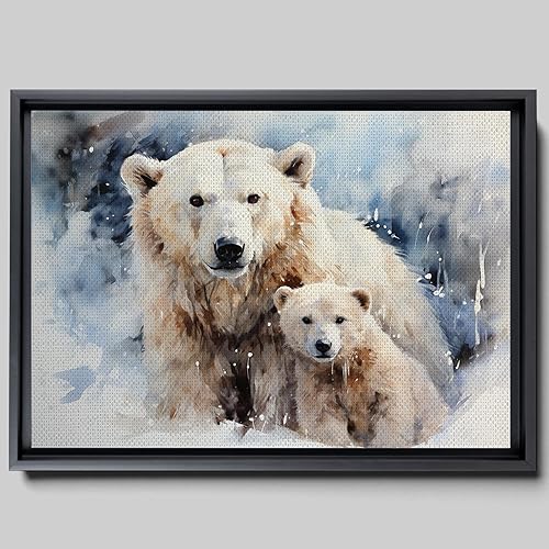 Fox Mother Cub Prints, In The Style Of Stencil,Based, Ivory, Kids Wall Art, Kids Wall Art Display, Mom And Baby Animal Art Print, Decor Canvas, Home