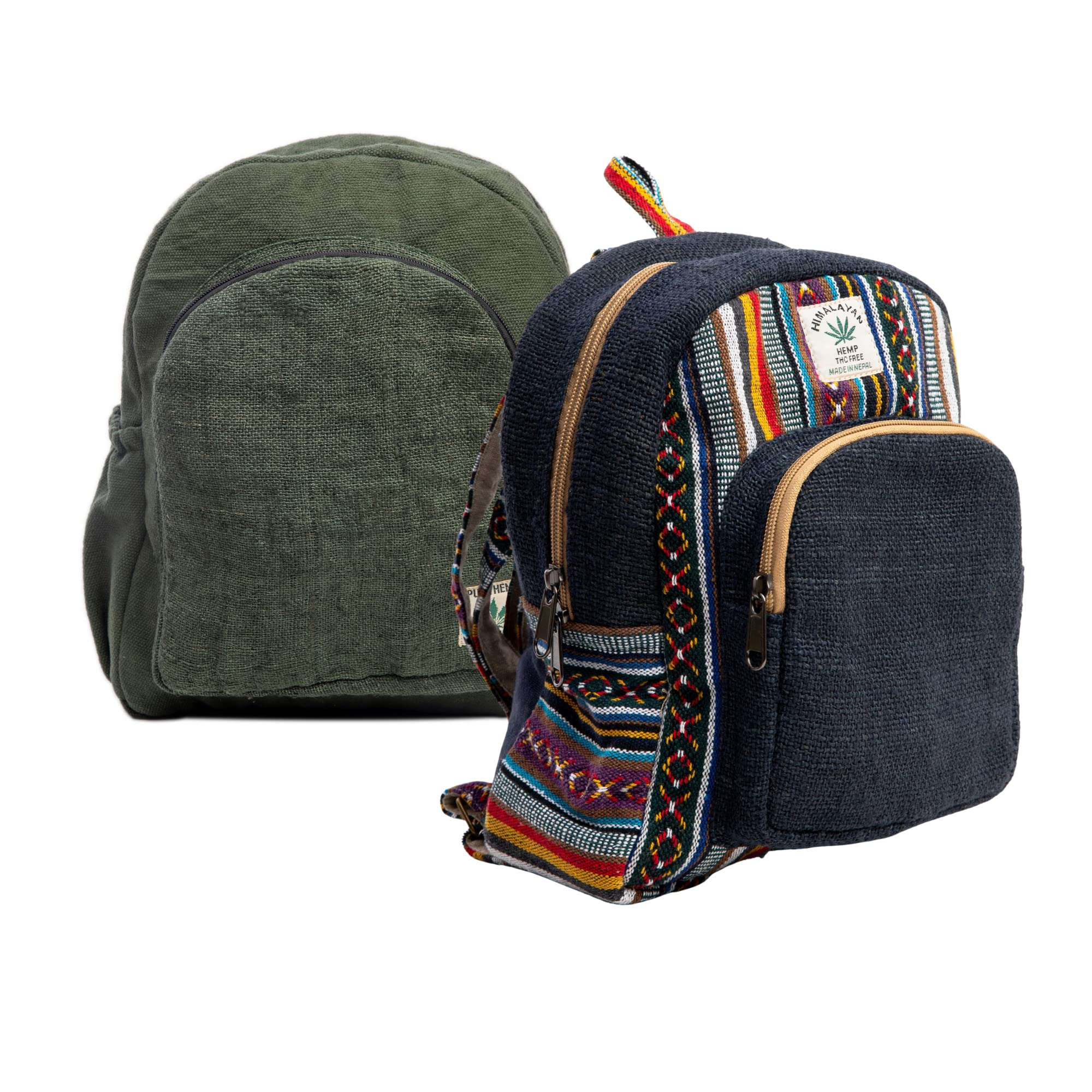 Two Mini Boho Hemp Back Pack Bundle Eco-Friendly Hemp Stylish Design from