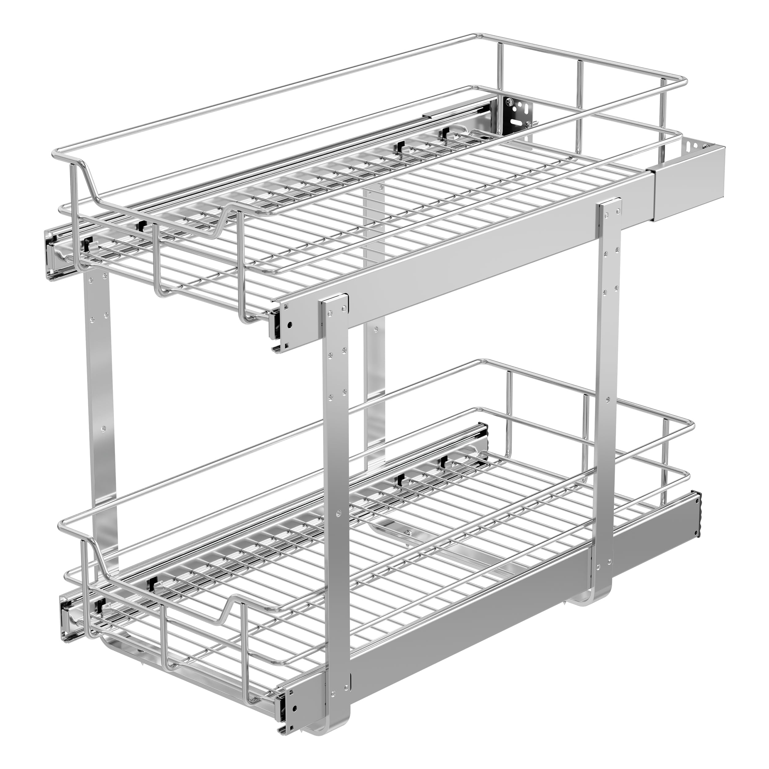 2 Tier Pull Out Cabinet Organizer 11 W X 22 D Slide Out Drawers For Kitchen Cabinets Pull