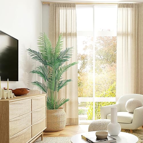 Miniatura 5 de Palmera artificial de 4.5 pies, palmera areca sintética con hojas de tacto real y ramas ajustables, palmera tropical falsa para decoración moderna