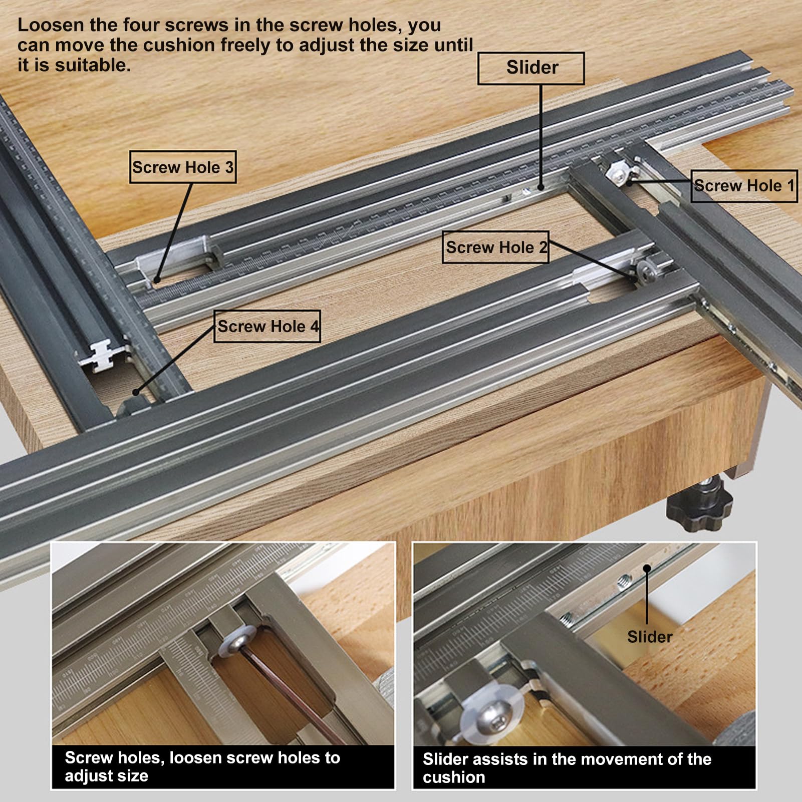 di gui della della traccia regolabile Backplane Gui in legno Gui parallela Set per sculture e mobili in lega di alluminio 23.62in